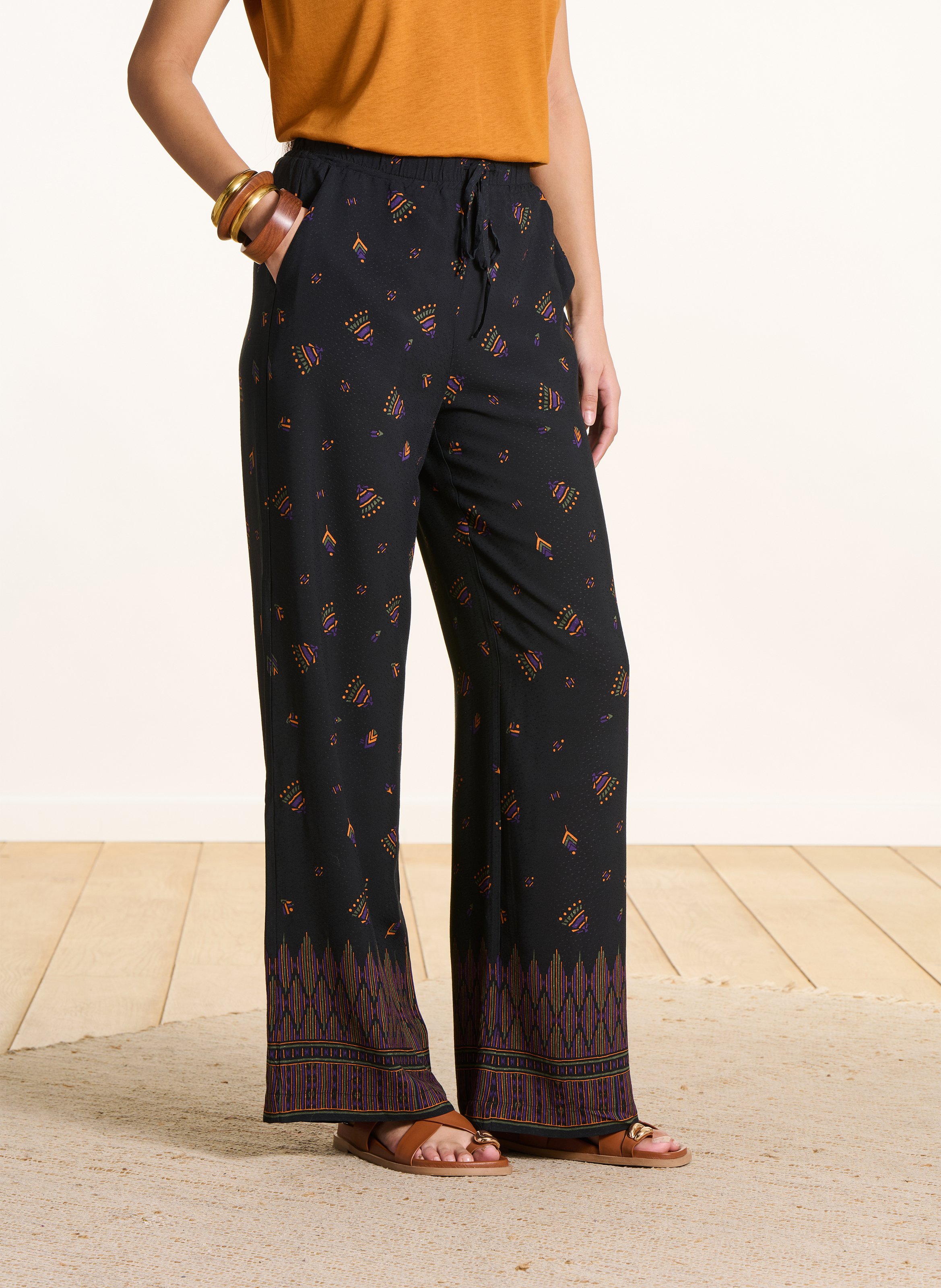 Pantalon large imprimé  LA FEE MARABOUTEE Noir