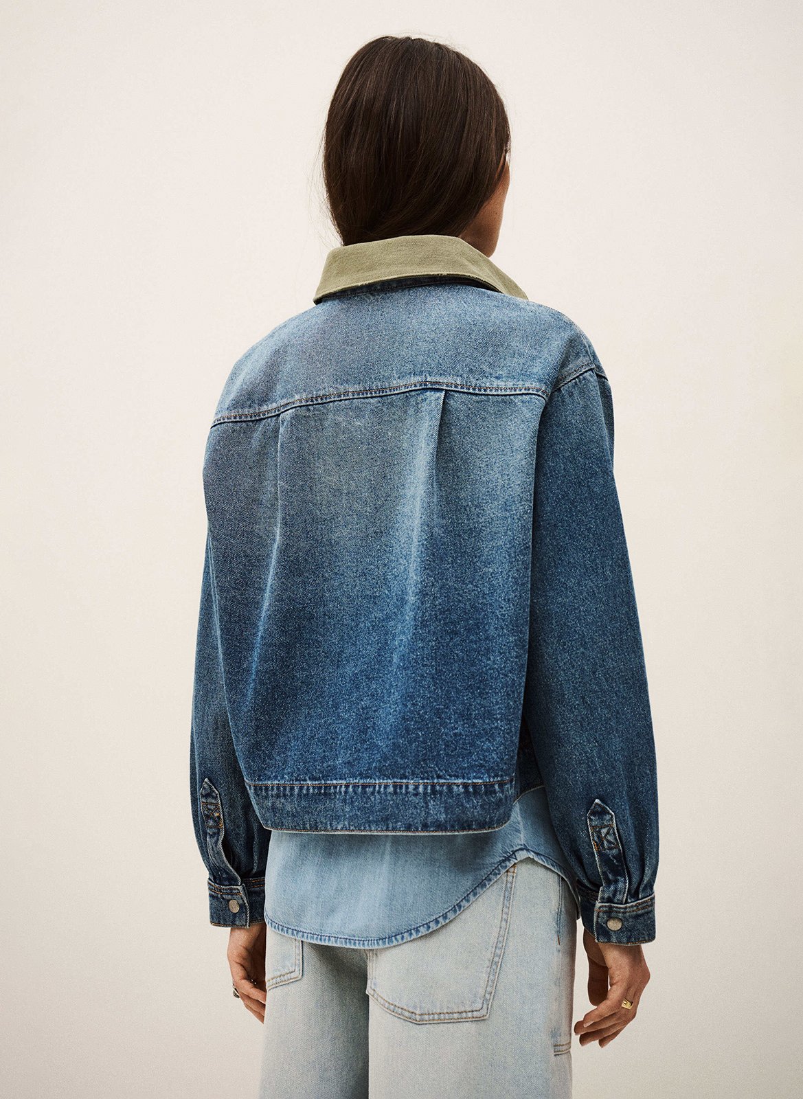 Veste col classique en denim de coton BA&SH Bleu