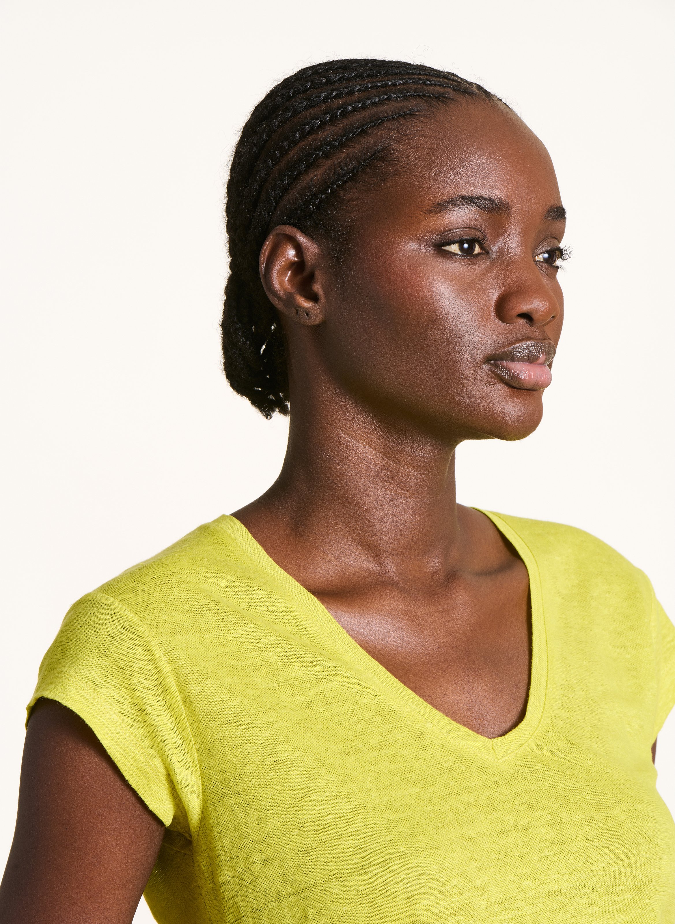 Fine linen V-neck sweater Green