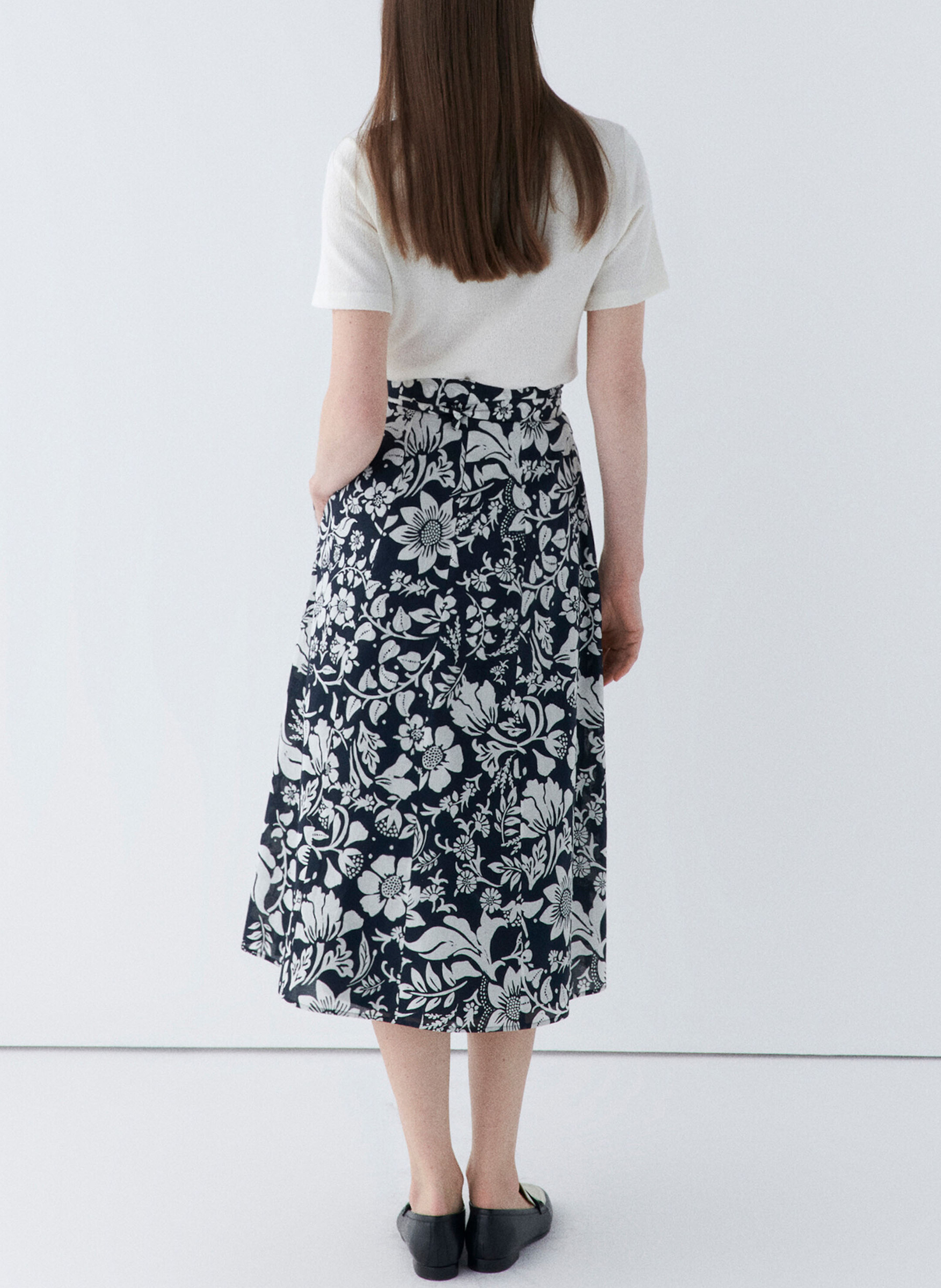 Jupe midi évasée en coton CAROLL Rouge