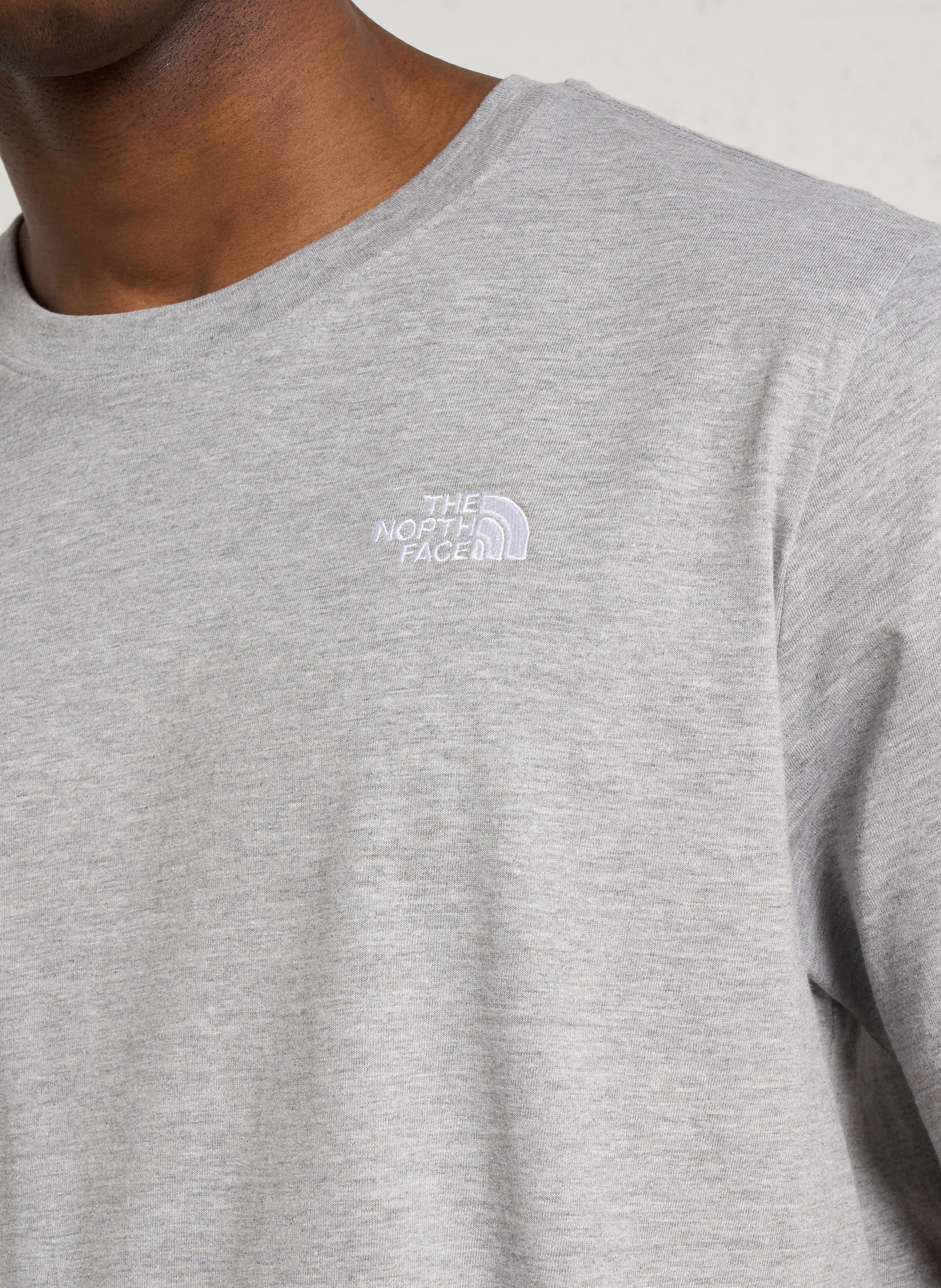 Staright embroidered round-neck cotton T-shirt THE NORTH FACE Grey