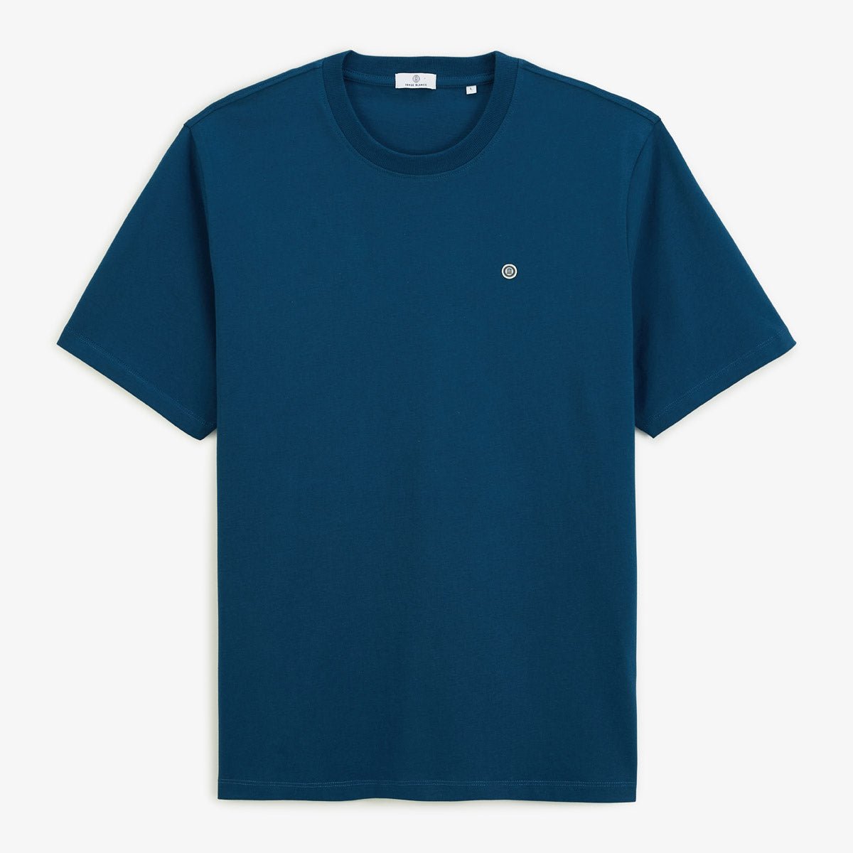 Round neck printed cotton t-shirt with Blanco Biarritz back SERGE BLANCO Blue