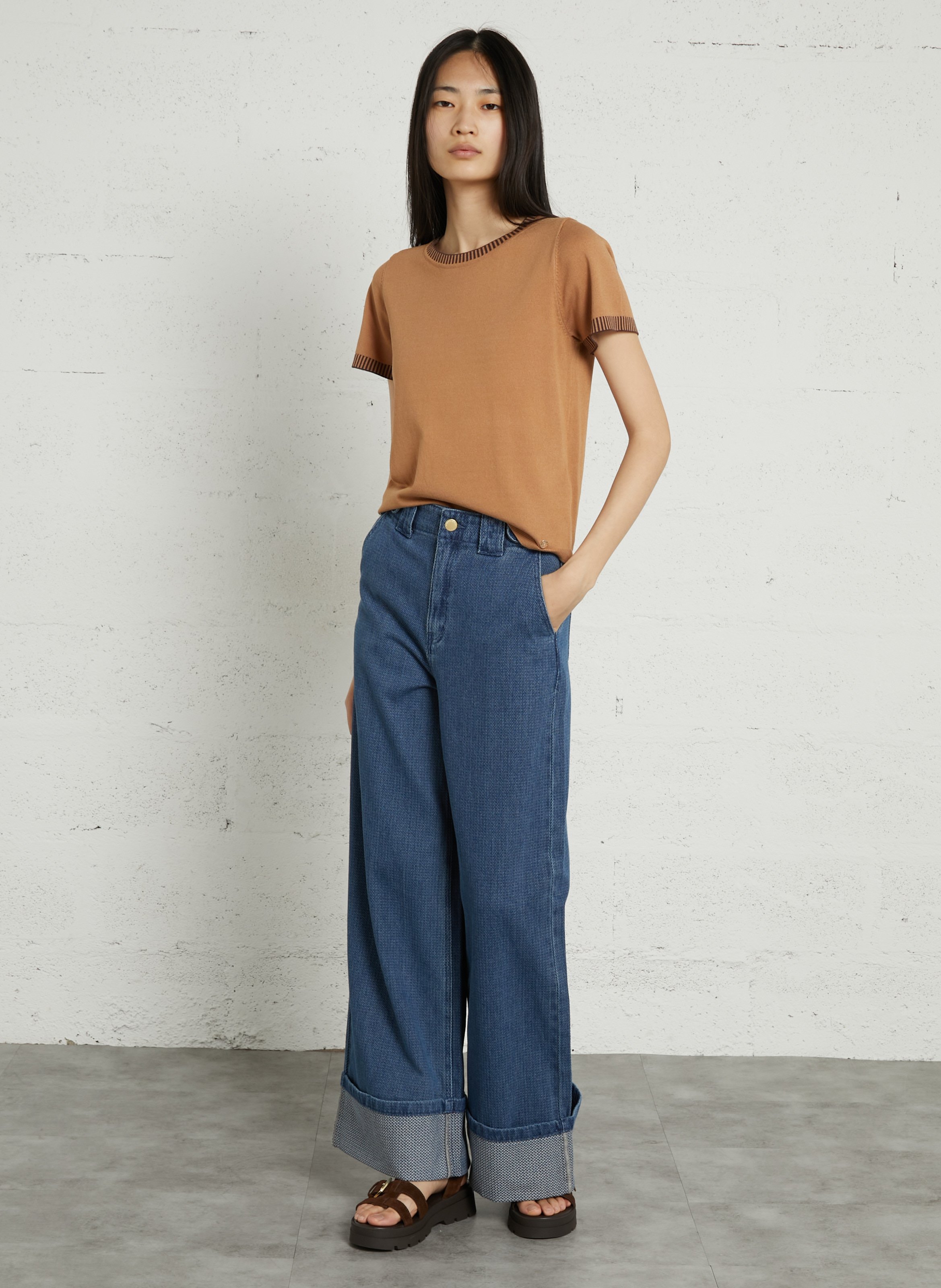 Pull droit col rond LA PETITE ETOILE Marron