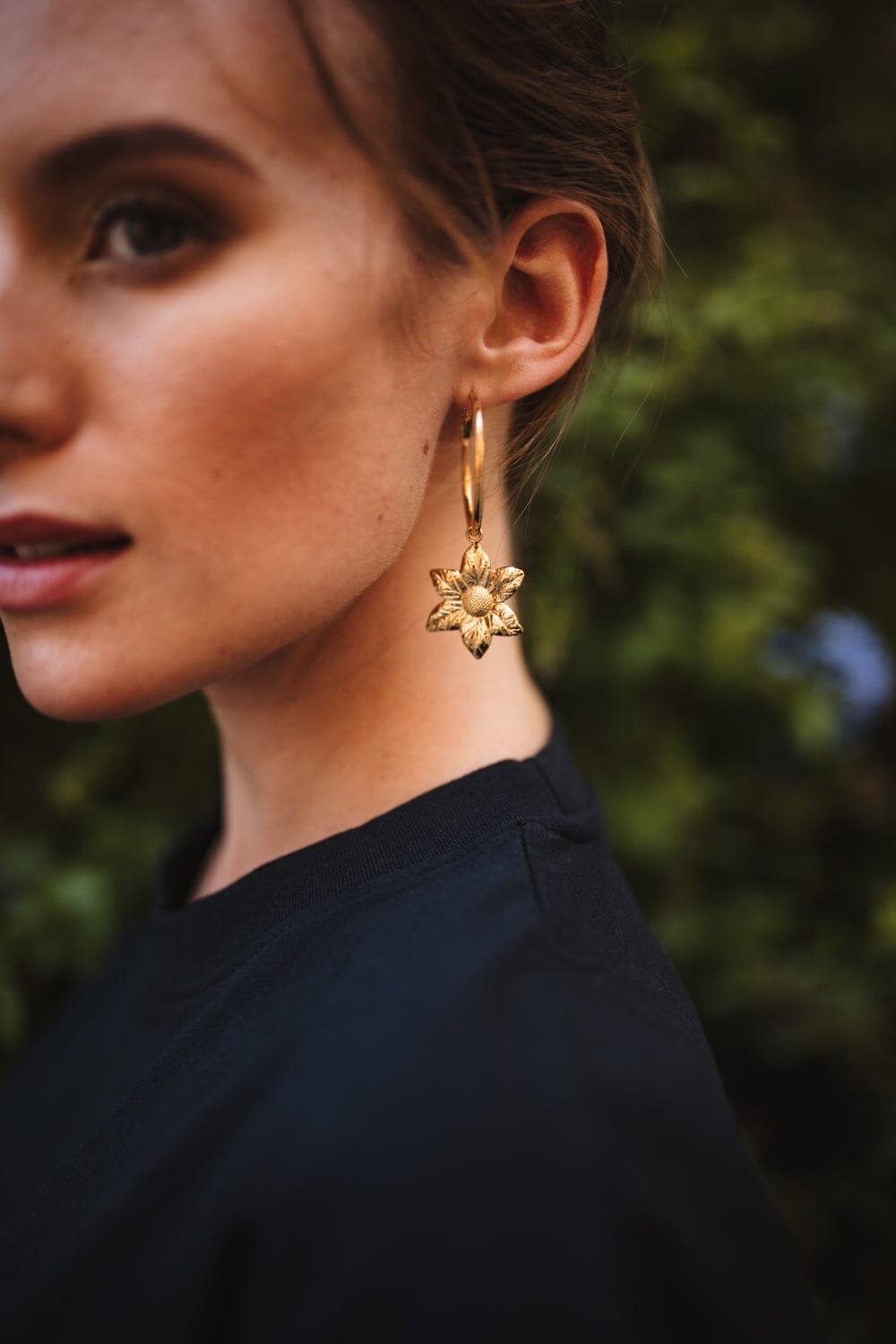 Small silver-plated flower hoop earrings MONSIEUR SIMONE Golden