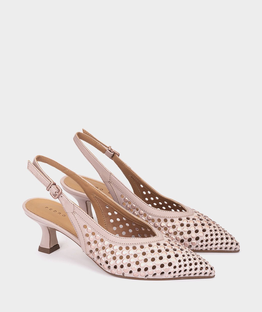 Mid-height leather nude color heels. PEDRO MIRALLES Pink