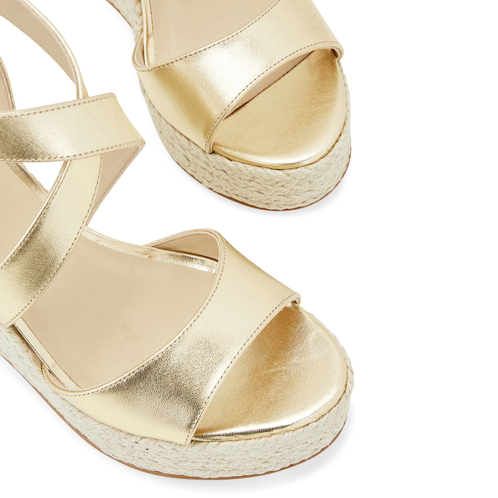 Hoge, leren sandalen met sleehak COSMOPARIS Goudkleurig