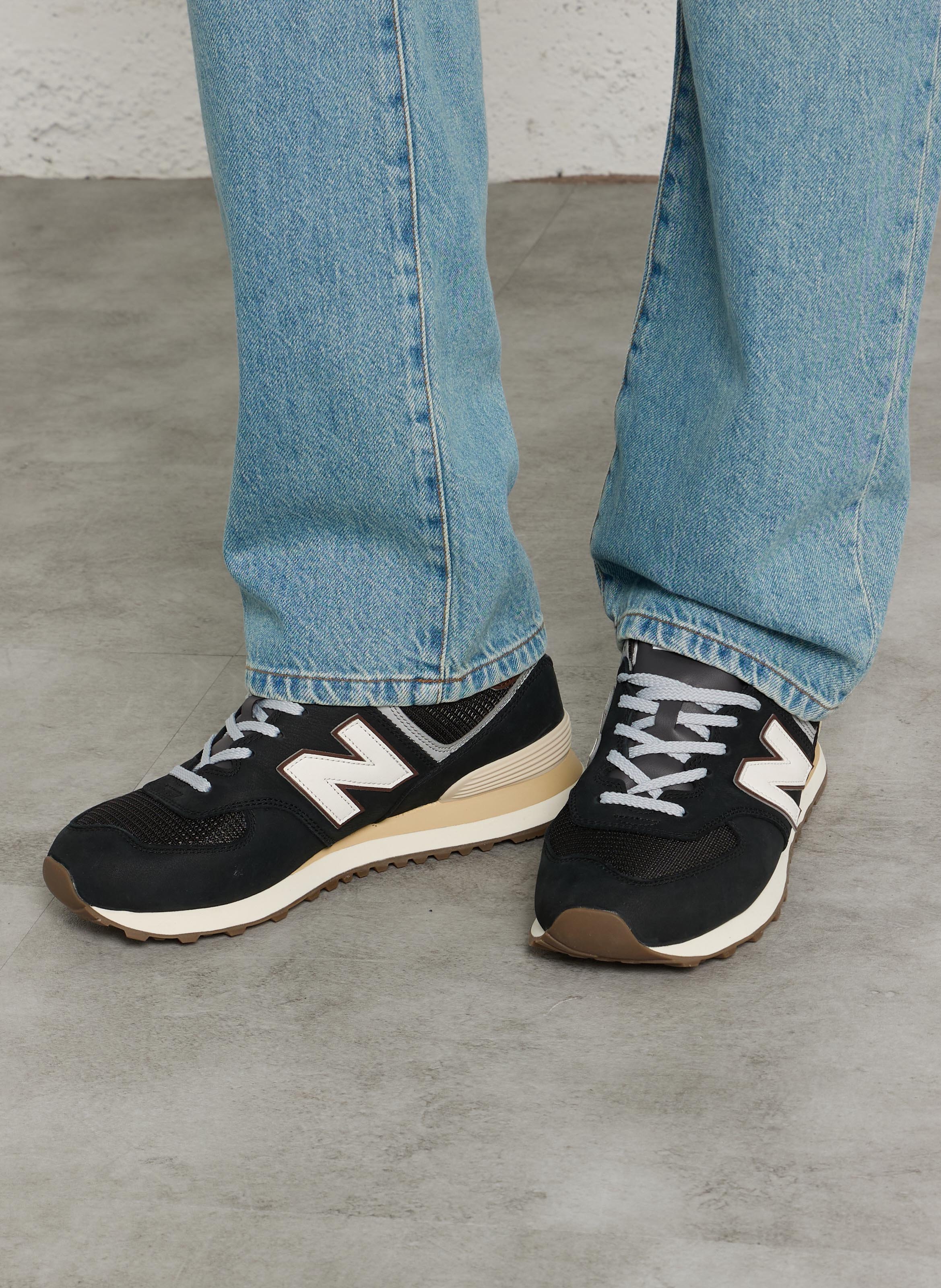 Baskets basses en cuir mélangé NEW BALANCE Noir