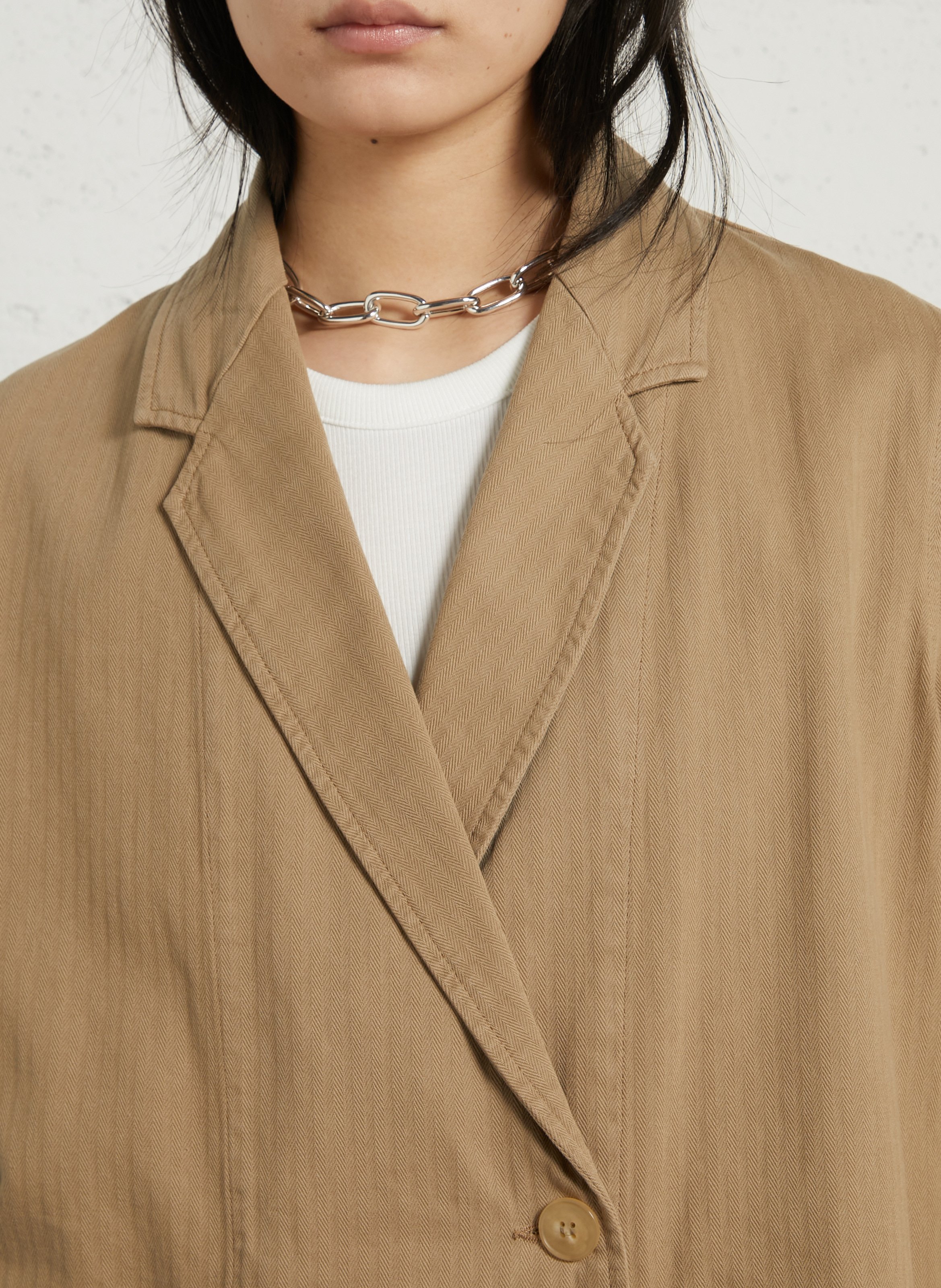 Blazer mit Taillenkragen aus Baumwolle MASSCOB Beige