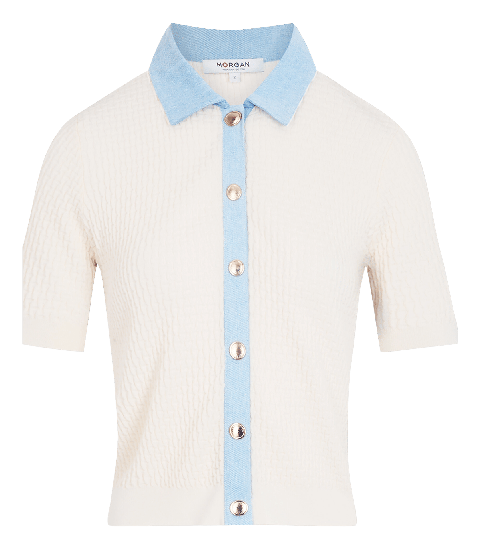 Kurze taillierte Weste mit Revers-Kragen MORGAN Beige