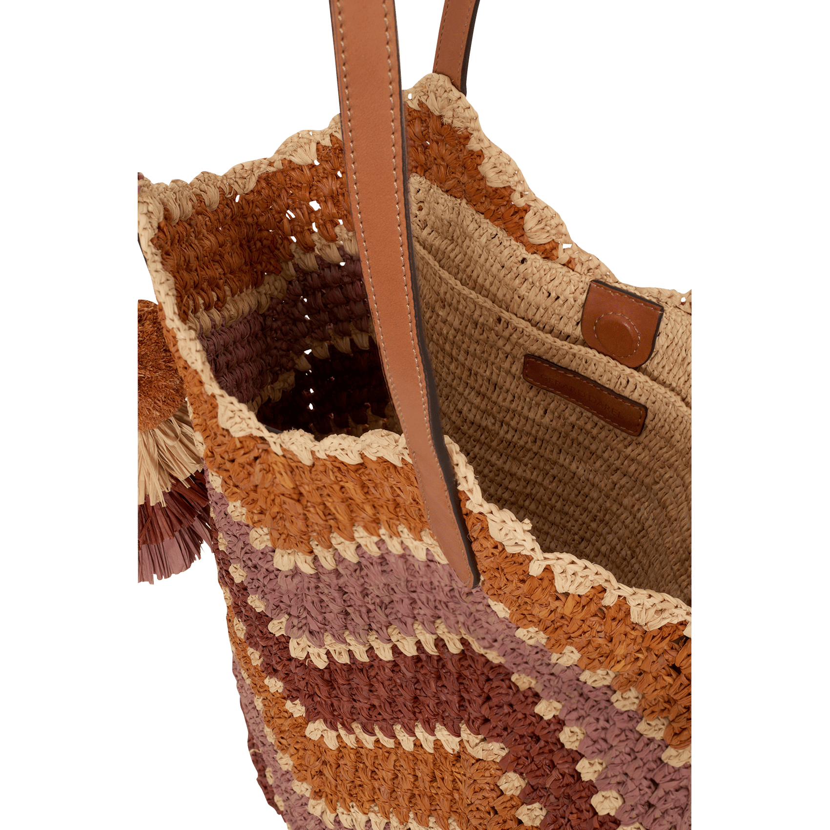 Shopper tas met raffia en lederen motief GERARD DAREL Zwart