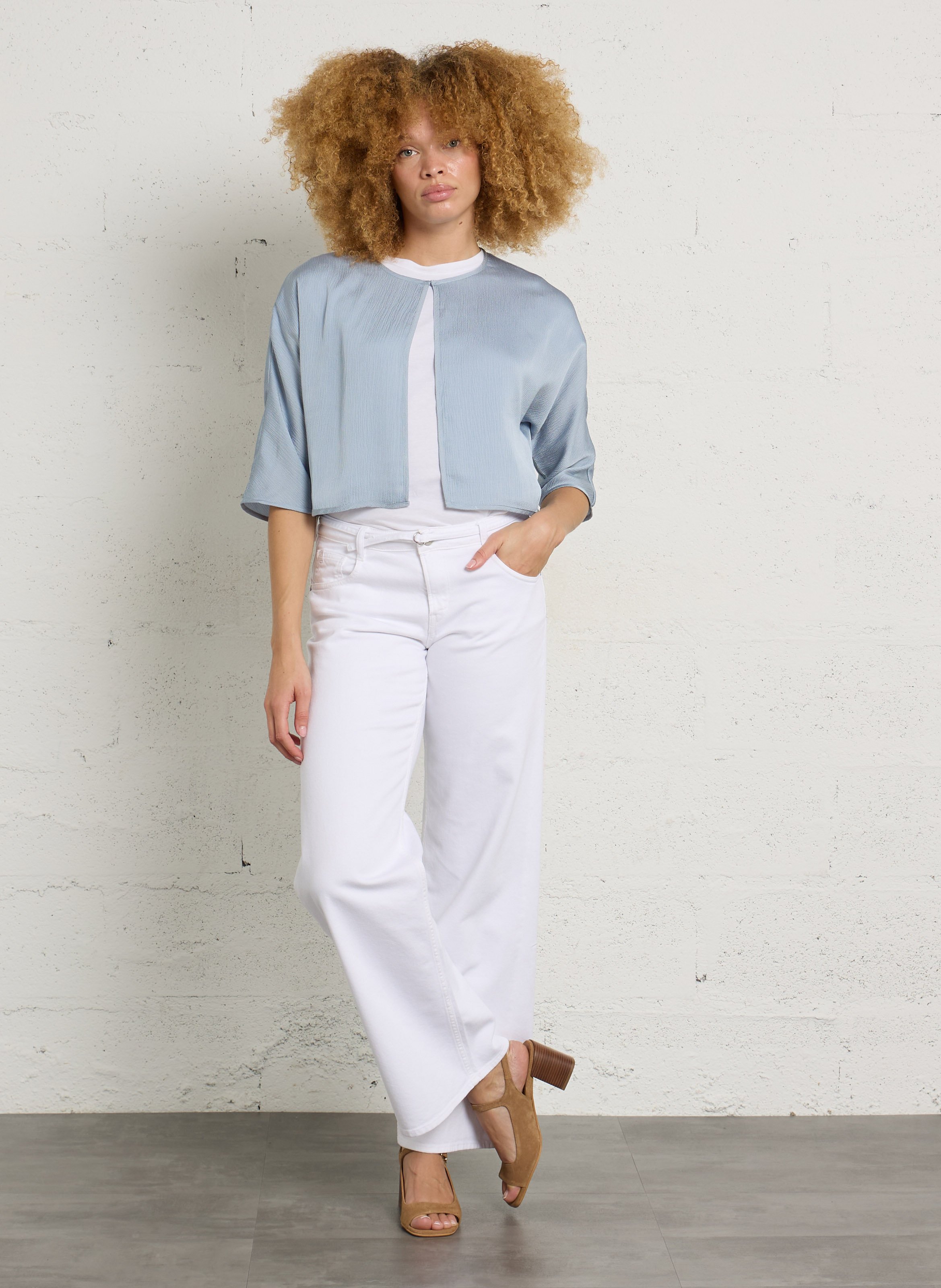 Top court col rond  MAISON 123 Bleu