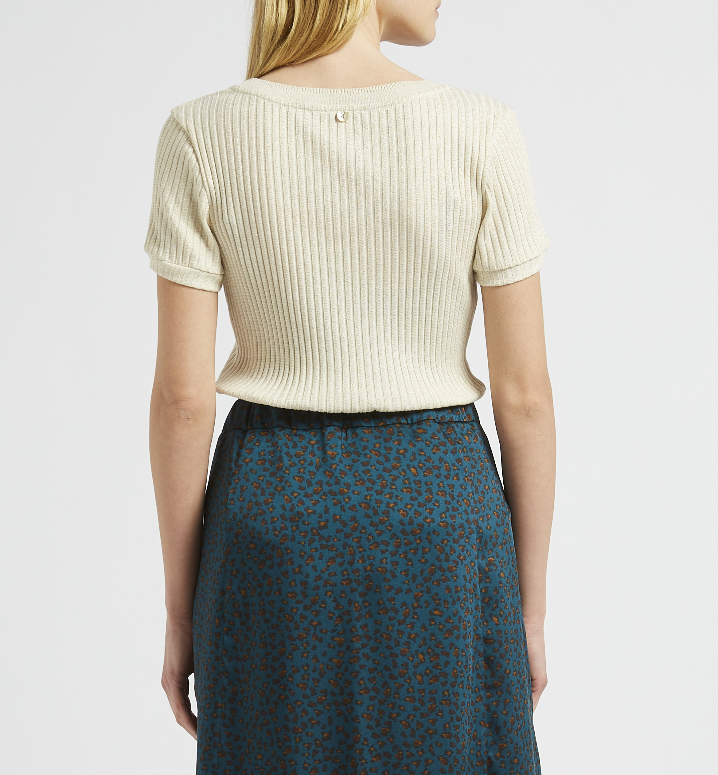 Rundhalsausschnitt T-Shirt aus Baumwollmischung ONE STEP Beige