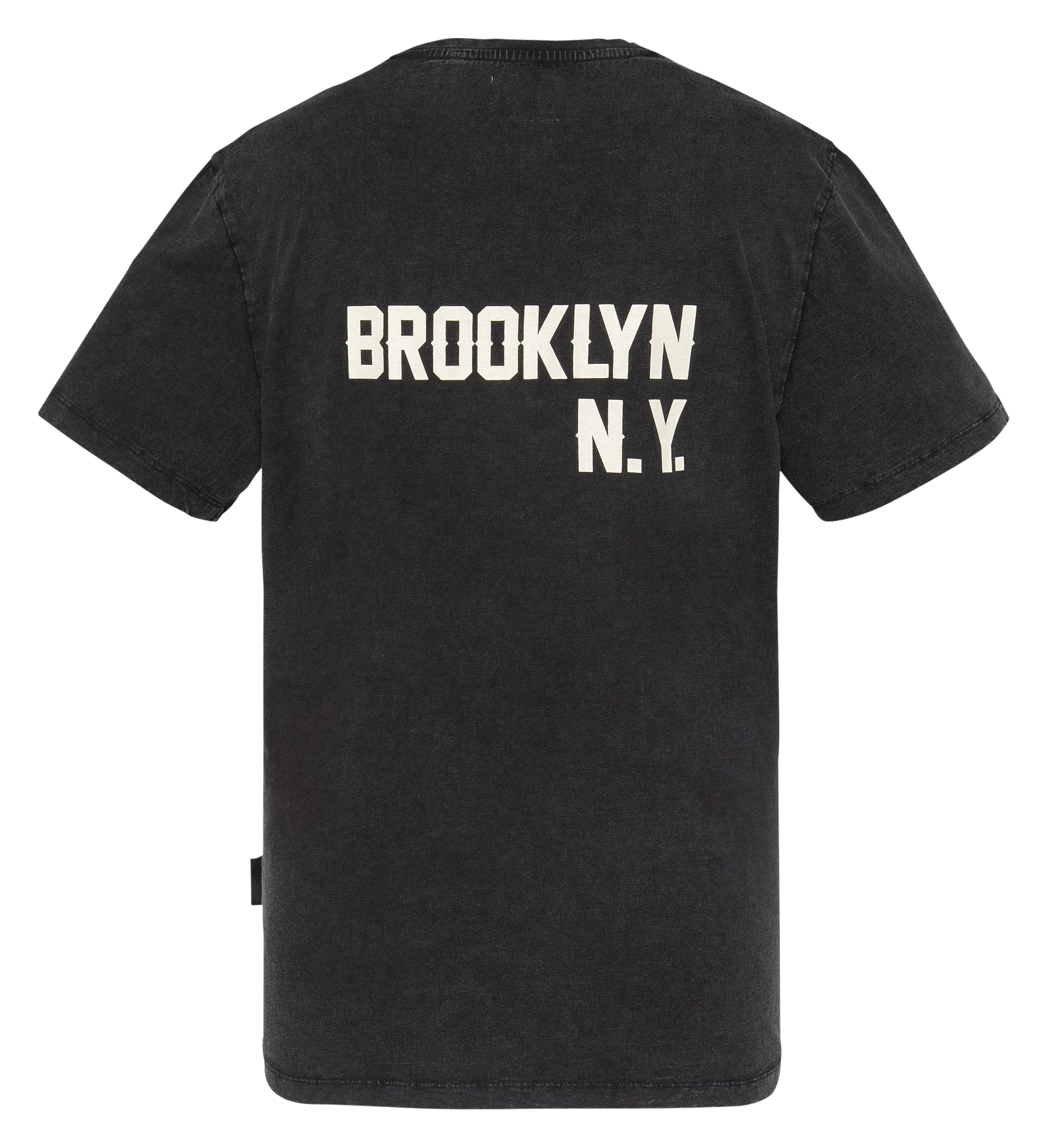 Recht T-shirt met ronde hals en geborduurd detail. SCHOTT Zwart