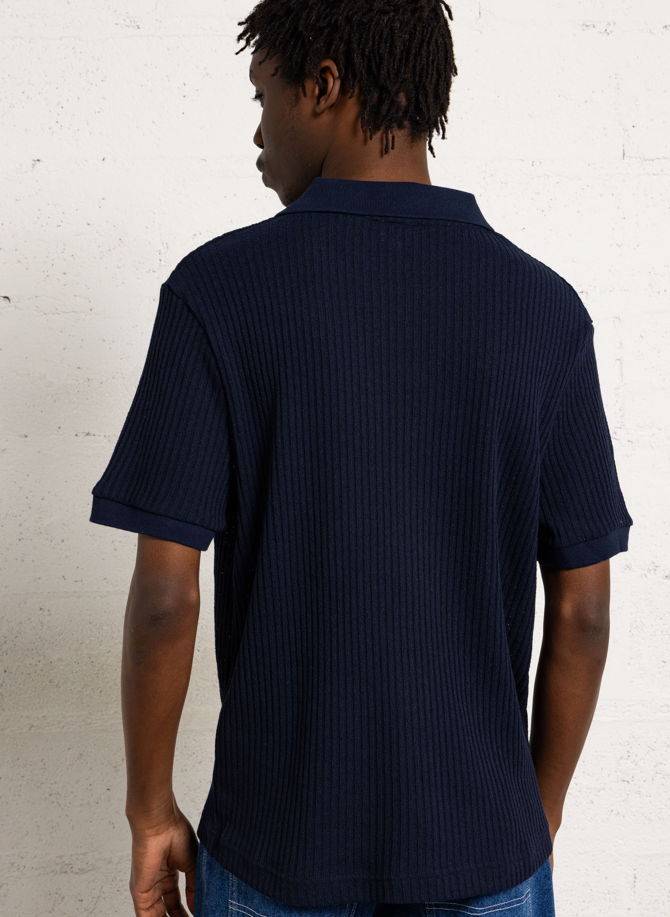 Kurzärmeliges Poloshirt aus Baumwolle AU PRINTEMPS PARIS Blau