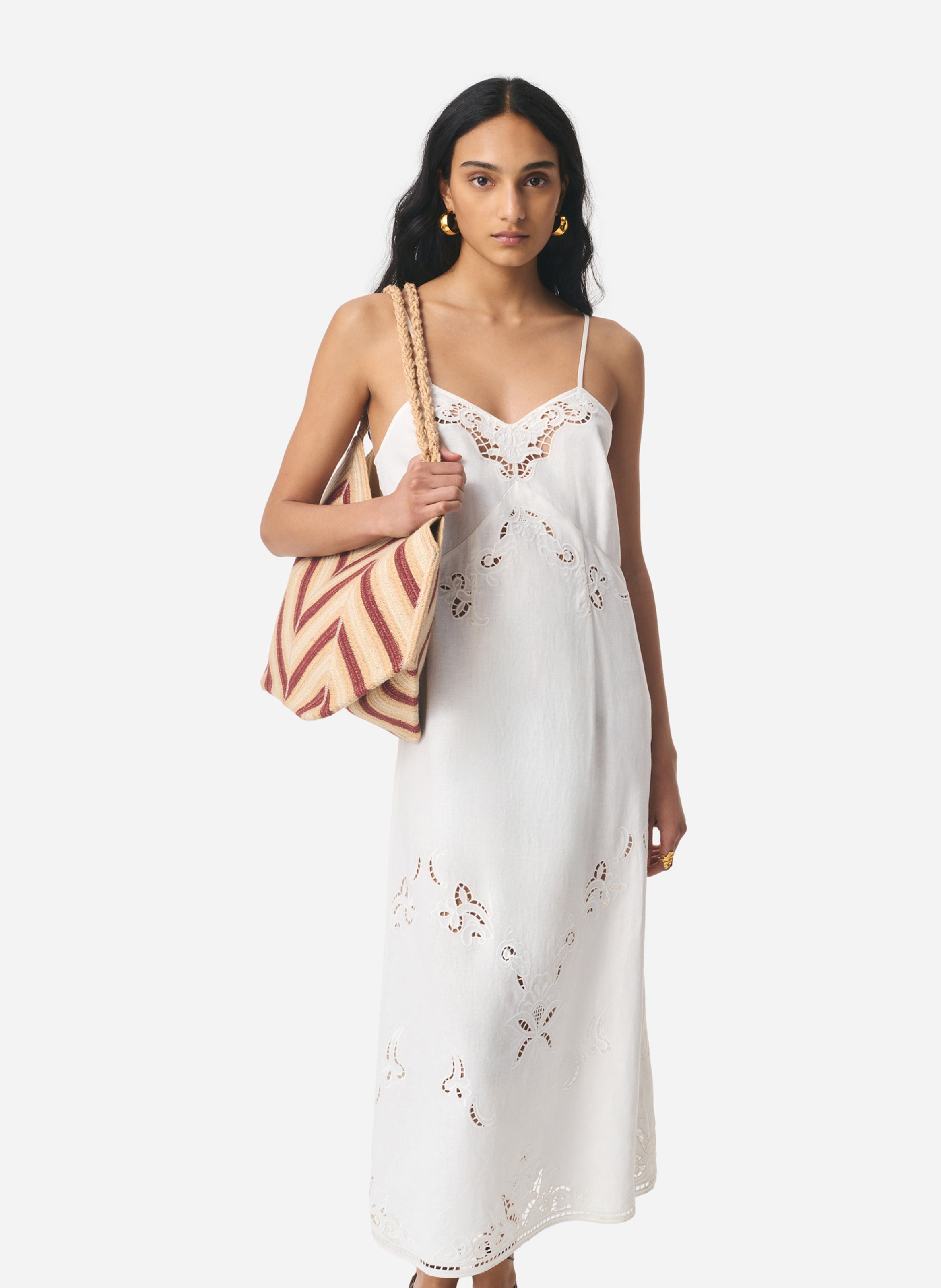 Robe nuisette à broderies VANESSA BRUNO Blanc