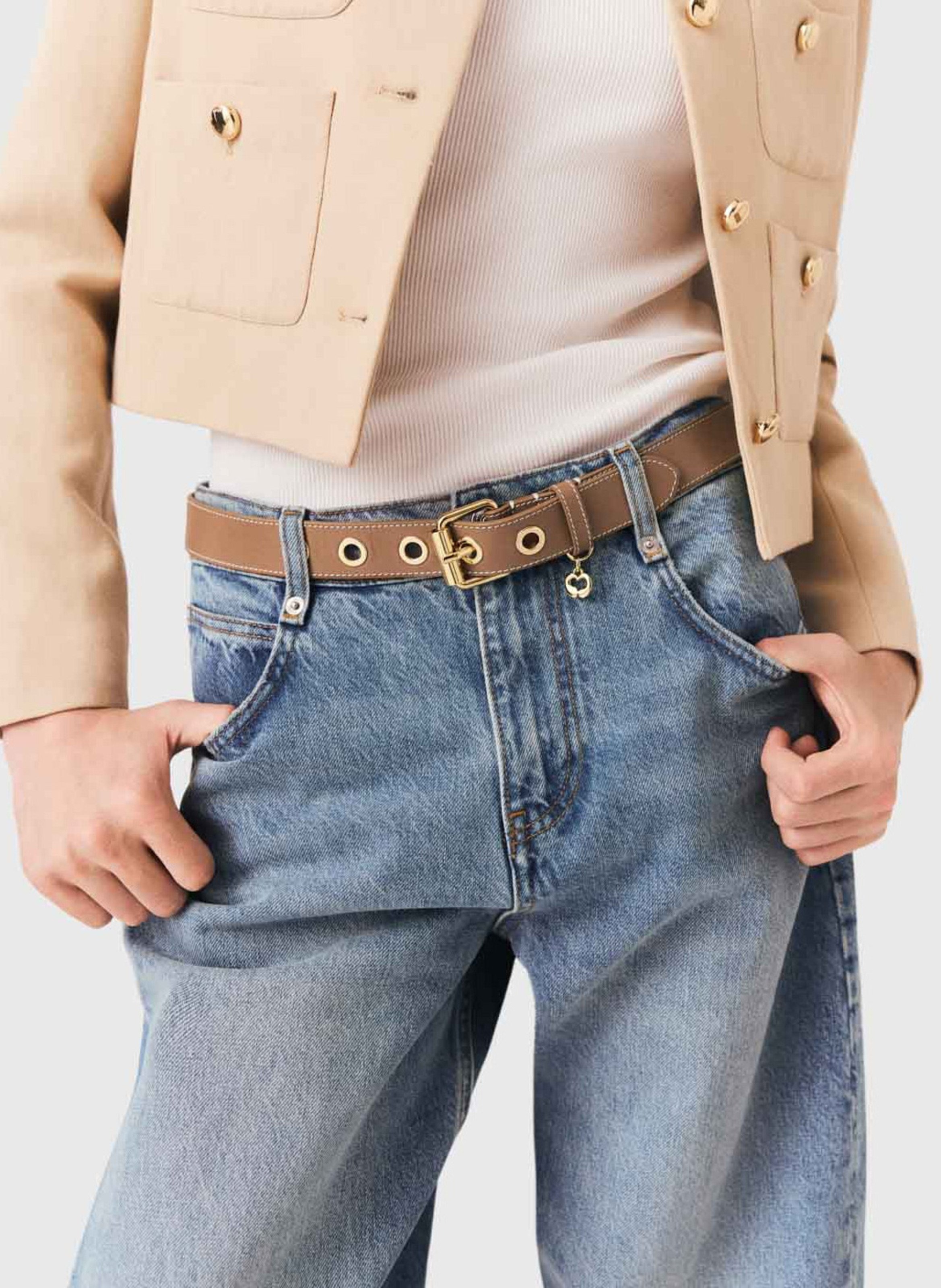 Ceinture en cuir MAJE Marron