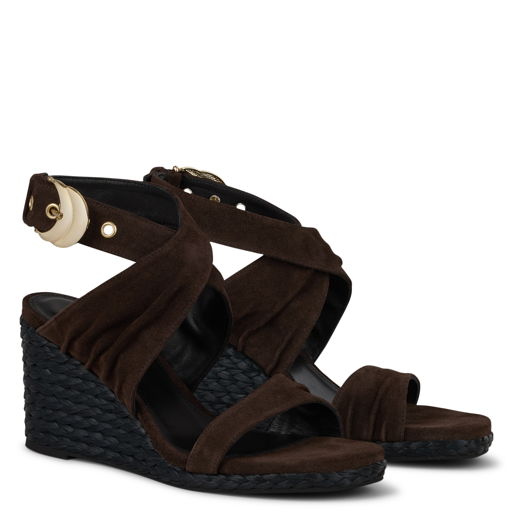 Sandales espadrilles en cuir velours BA&SH Marron