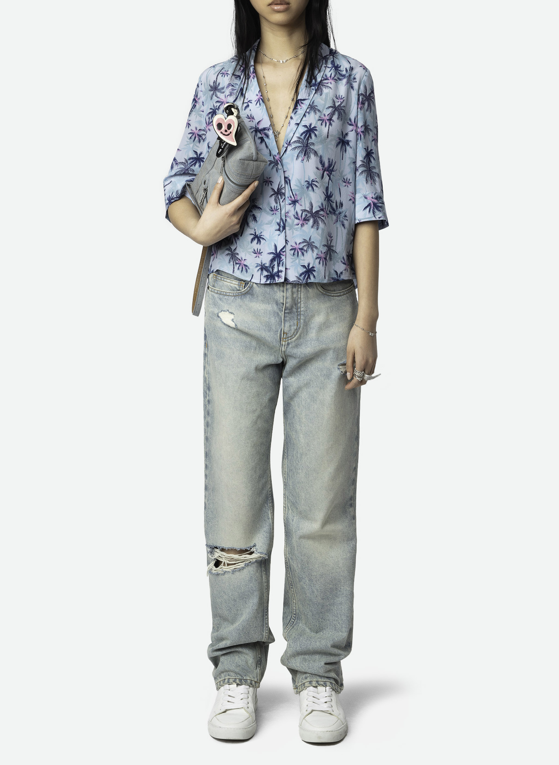 Seidenbluse mit V-Ausschnitt ZADIG&VOLTAIRE Blau