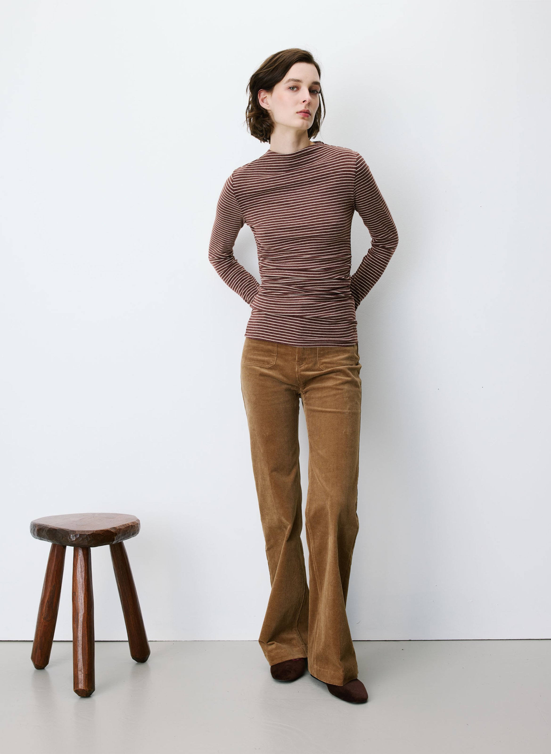 T-shirt manches longues moulant GRACE ET MILA Marron