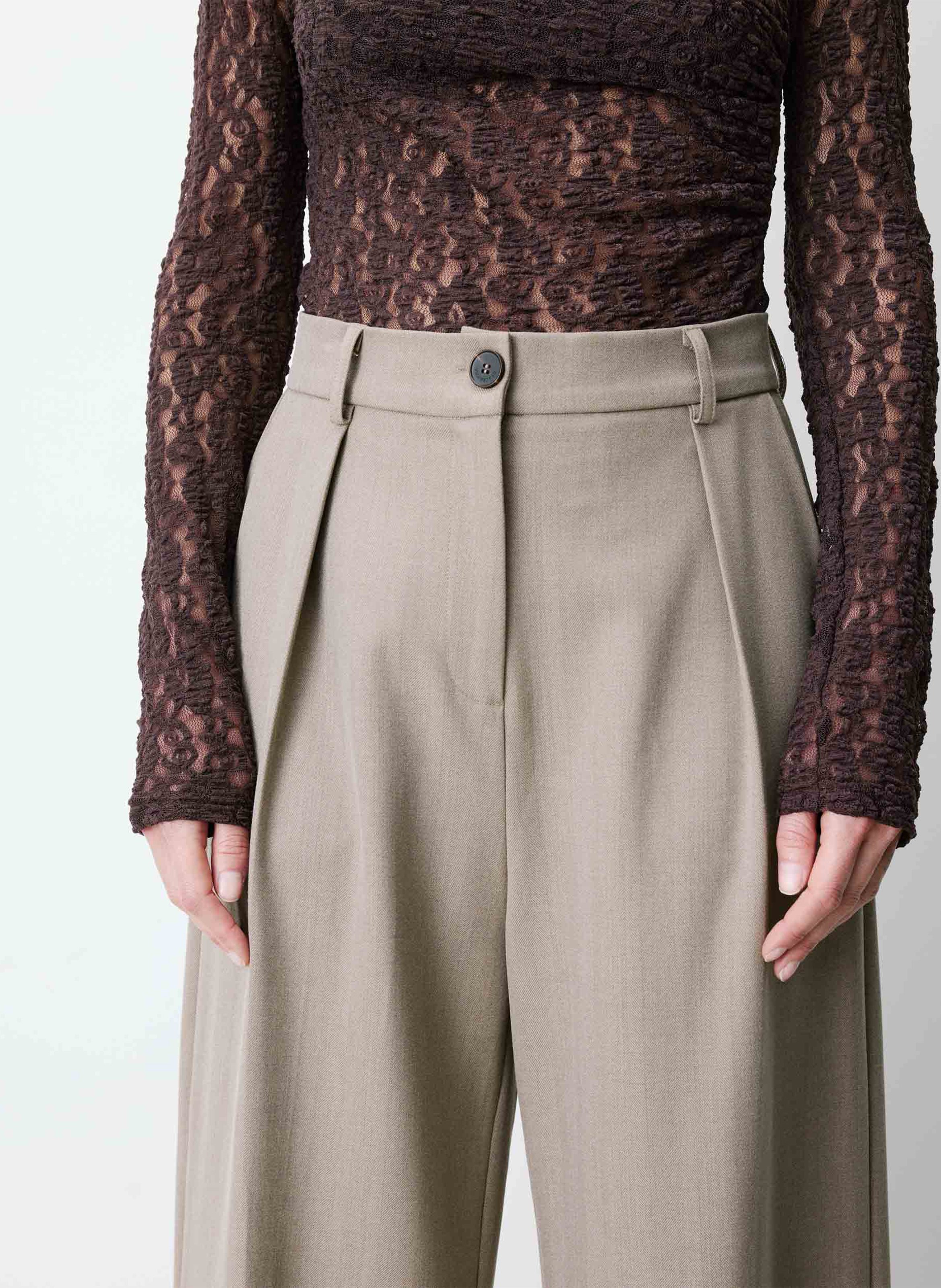 Pantalon large plissé GRACE ET MILA Beige