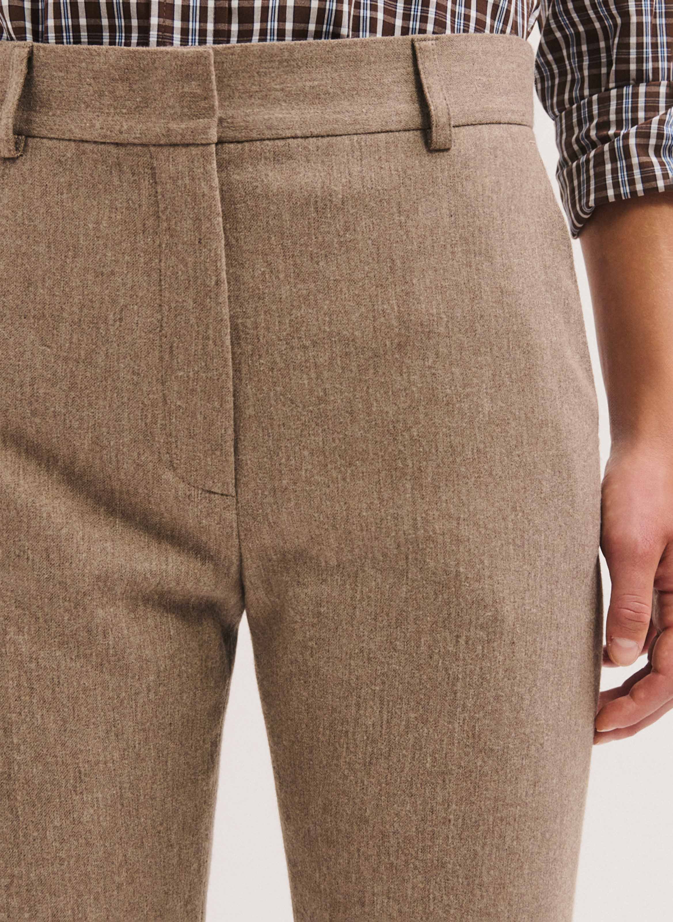 Pantalon flare taille haute PABLO Beige