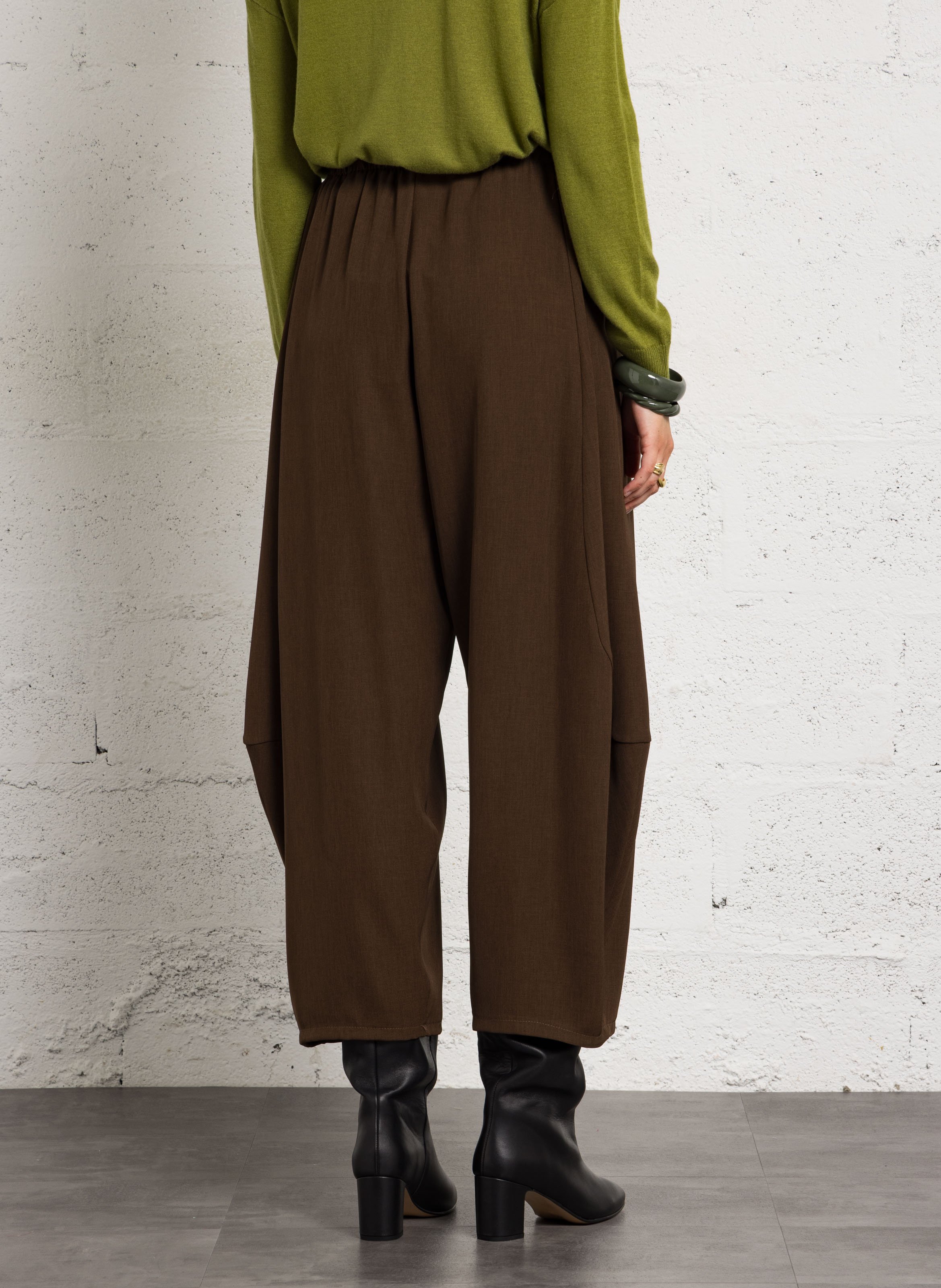 Balloon pants with elastic waistband IMPERIAL Brown