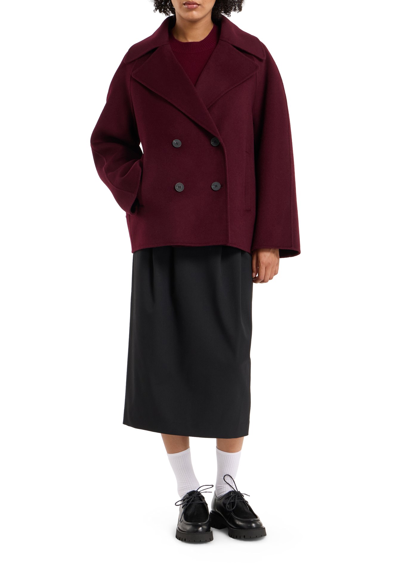 Oversized short coat in blended wool wabana SAISON 1865 Red