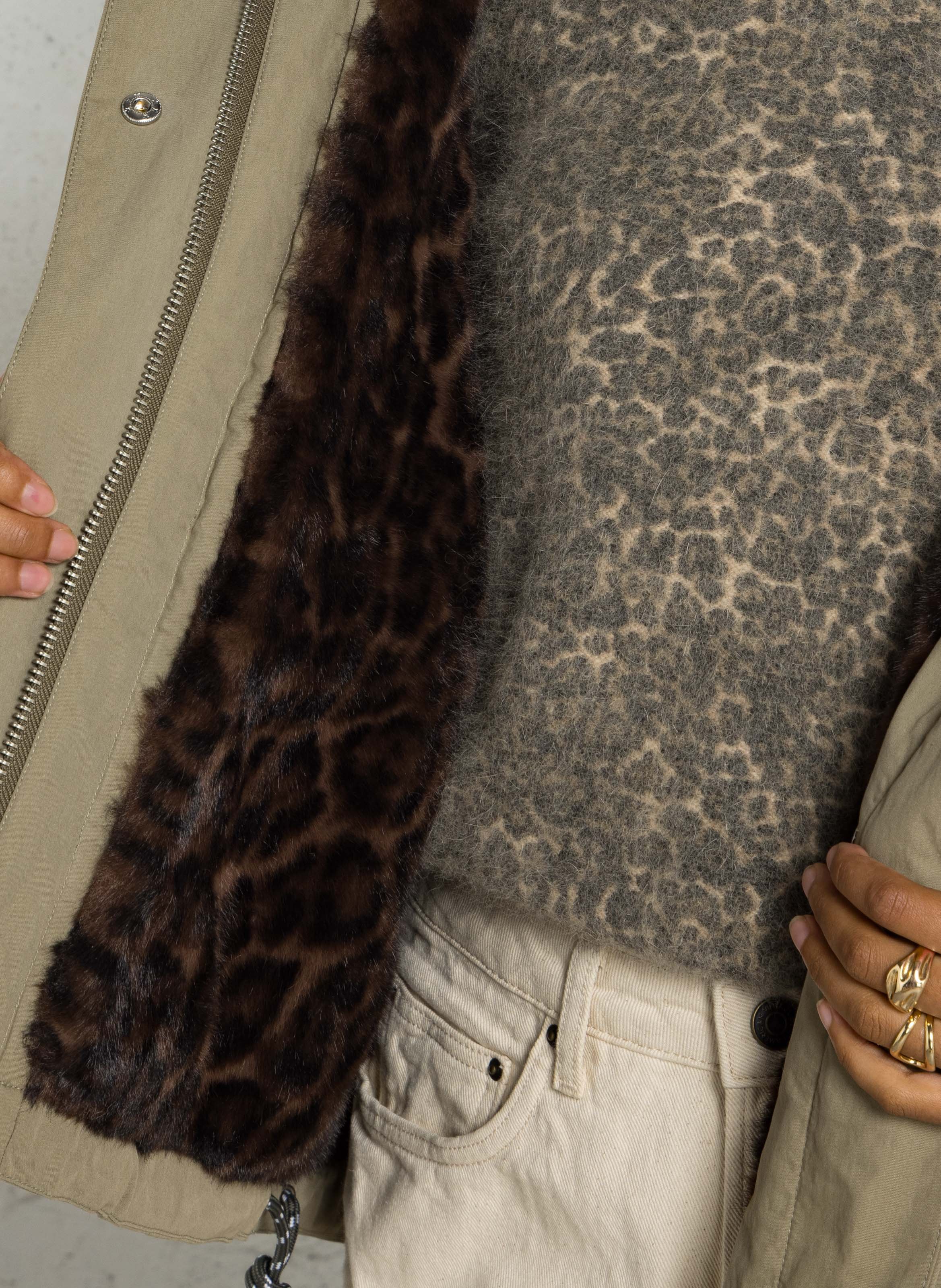 Veste col rond en coton mélangé BELLEROSE Kaki