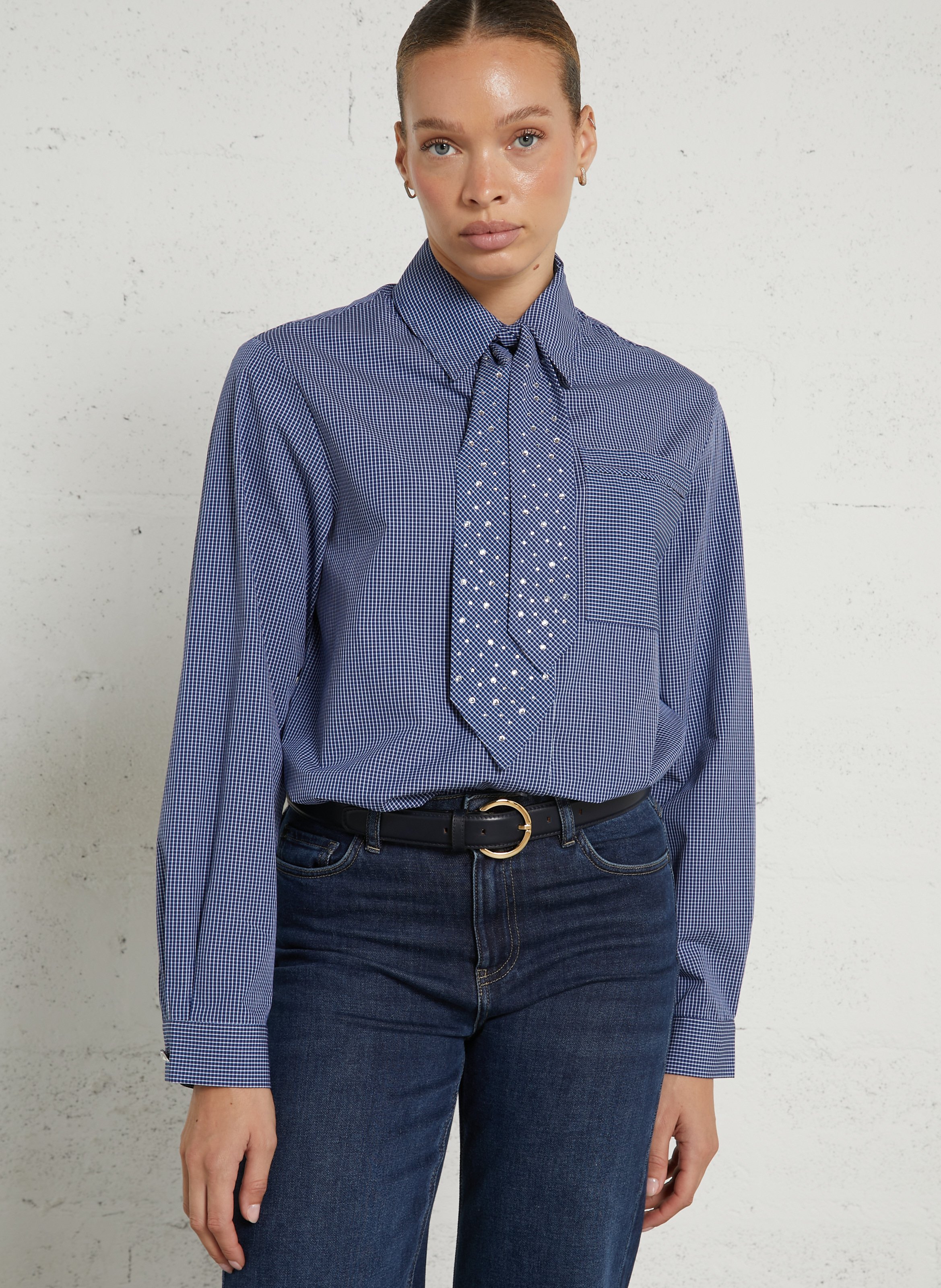 Katoenen blouse met klassieke kraag LIU JO Zwart