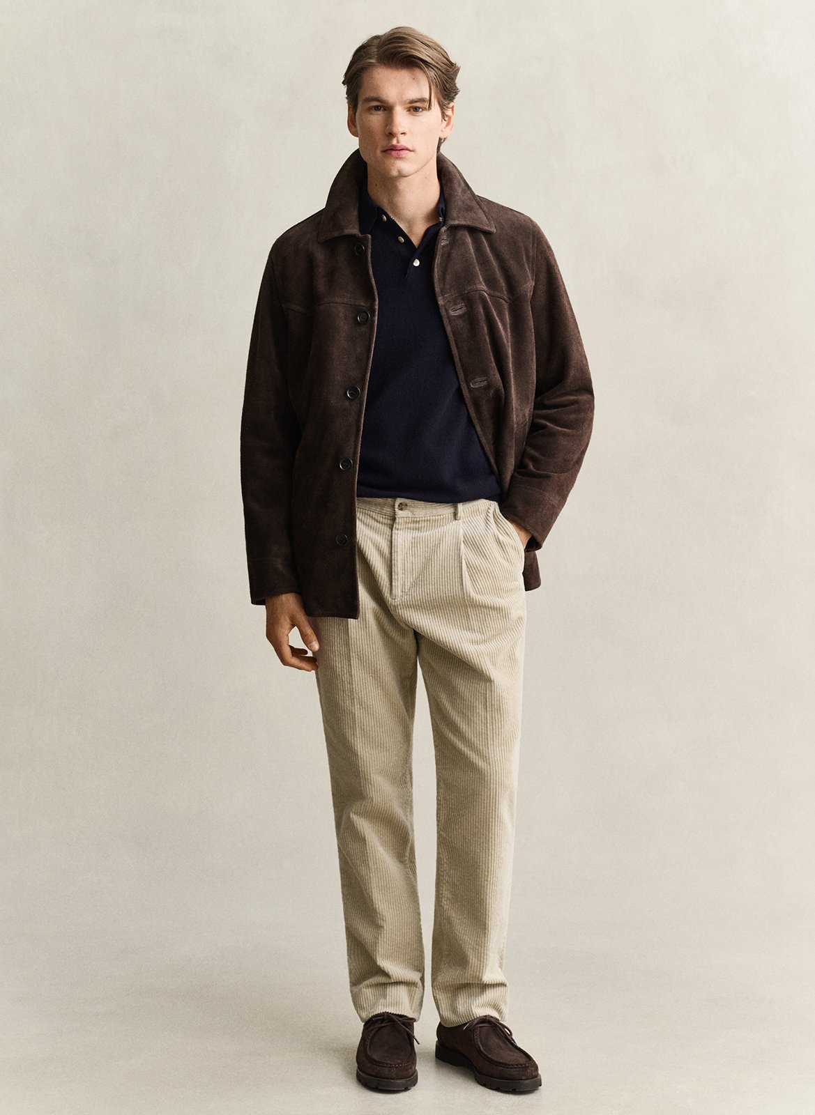 Pull droit col polo en laine GANT Bleu