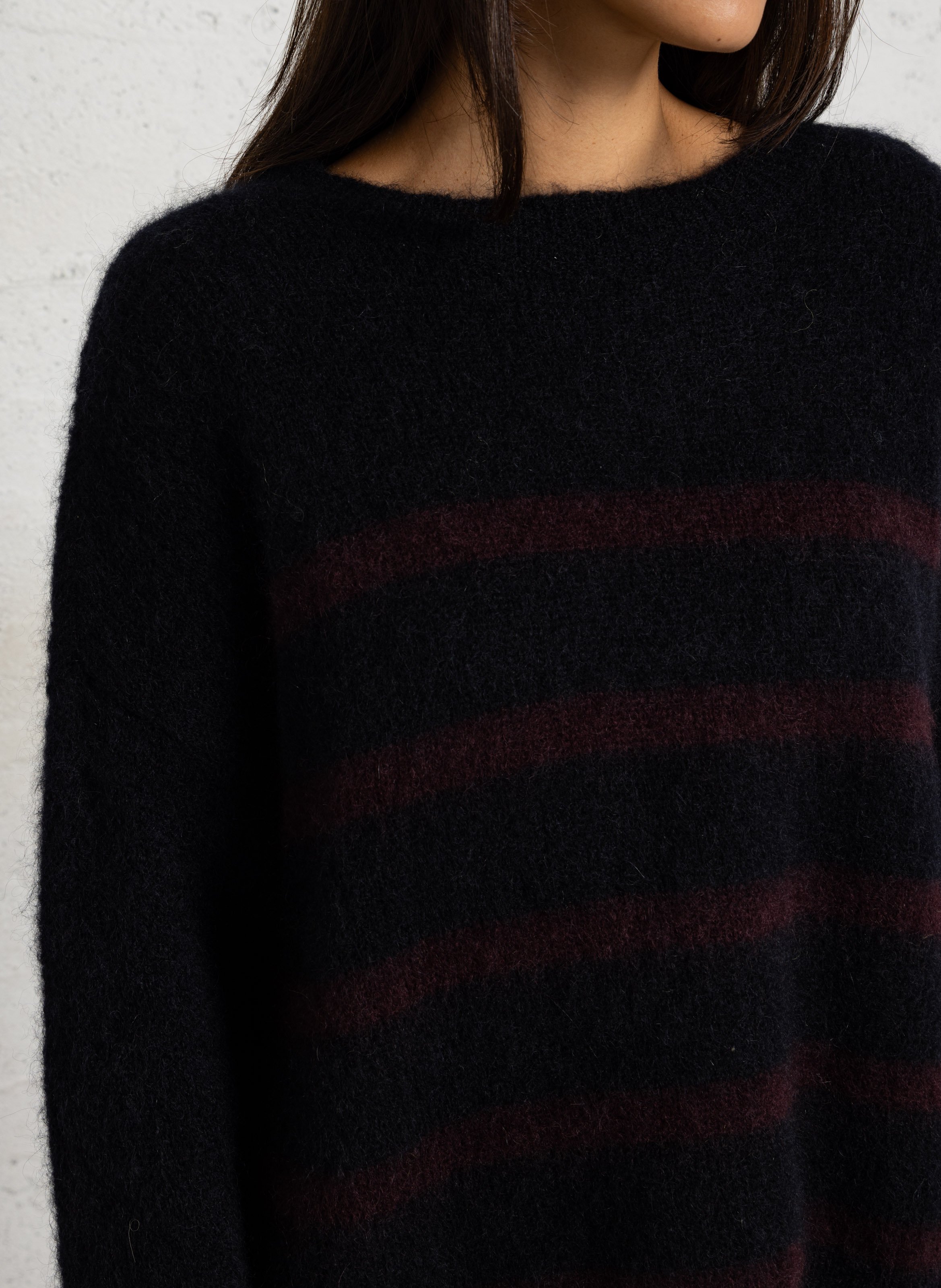 Gestreifter Oversized-Pullover aus Mohair-Mix DES PETITS HAUTS Mehrfarbig