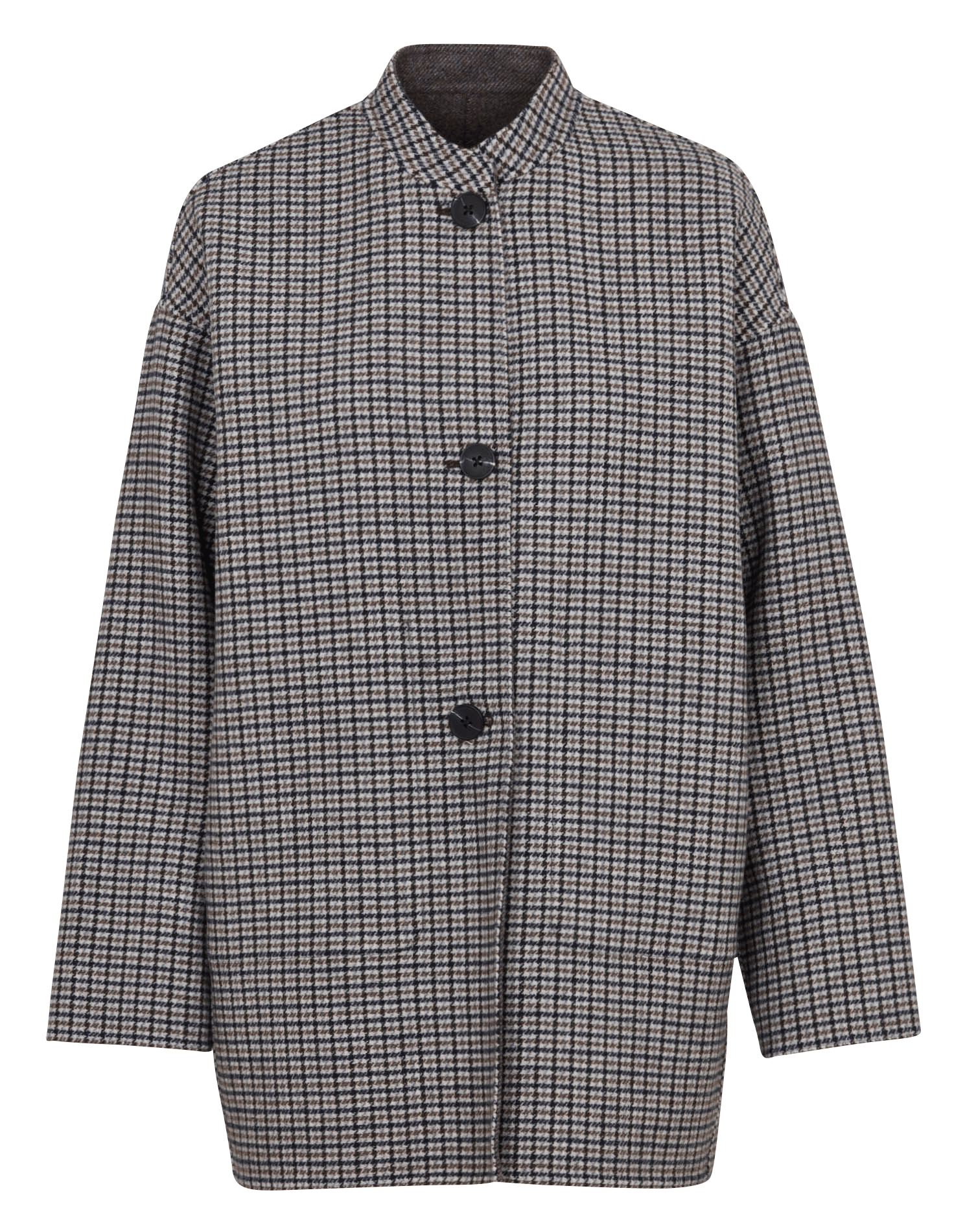 Manteau ample col rond réversible en laine mélangée NICE THINGS Marron