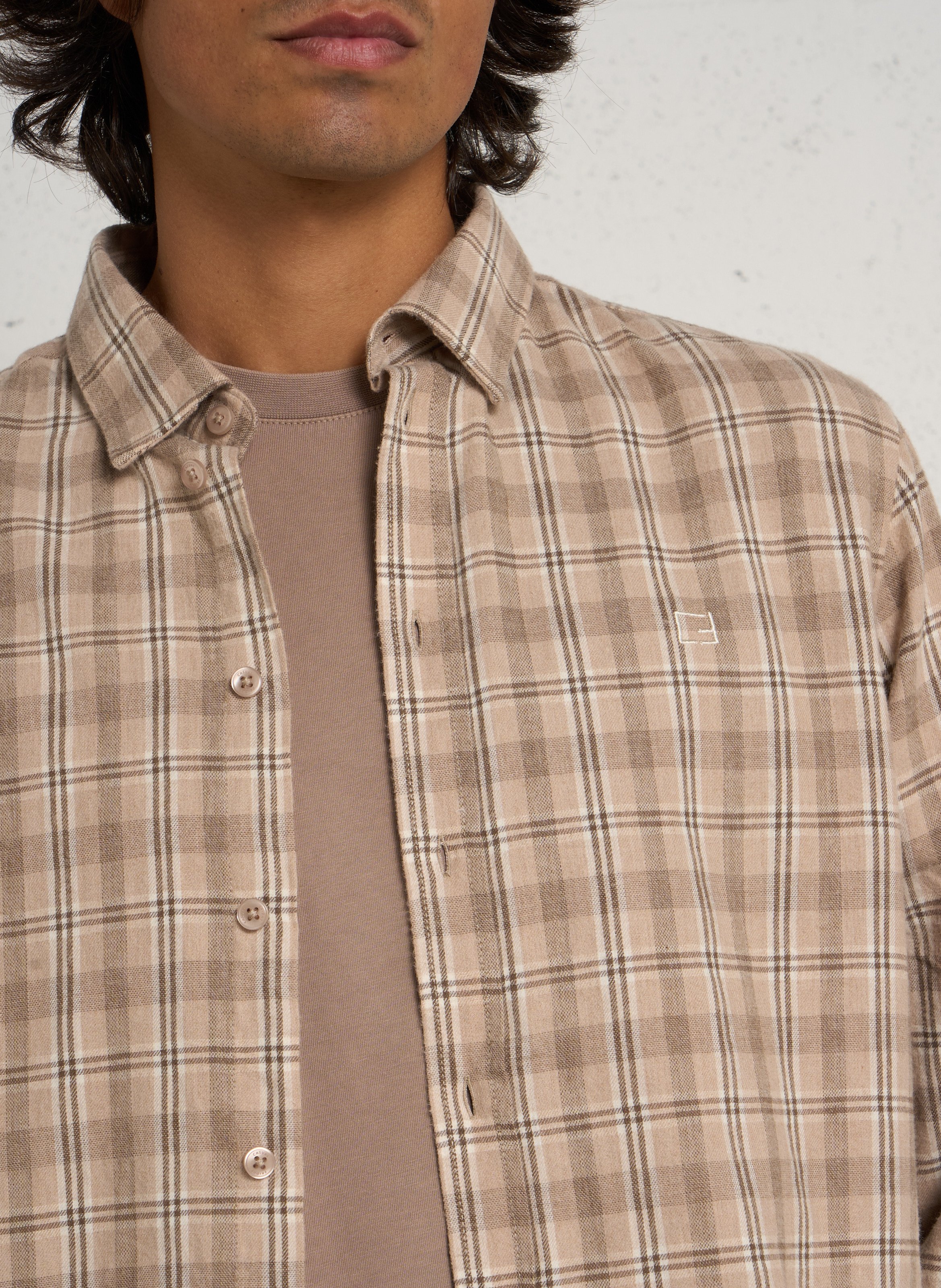Checked cotton shirt CASUAL FRIDAY Beige