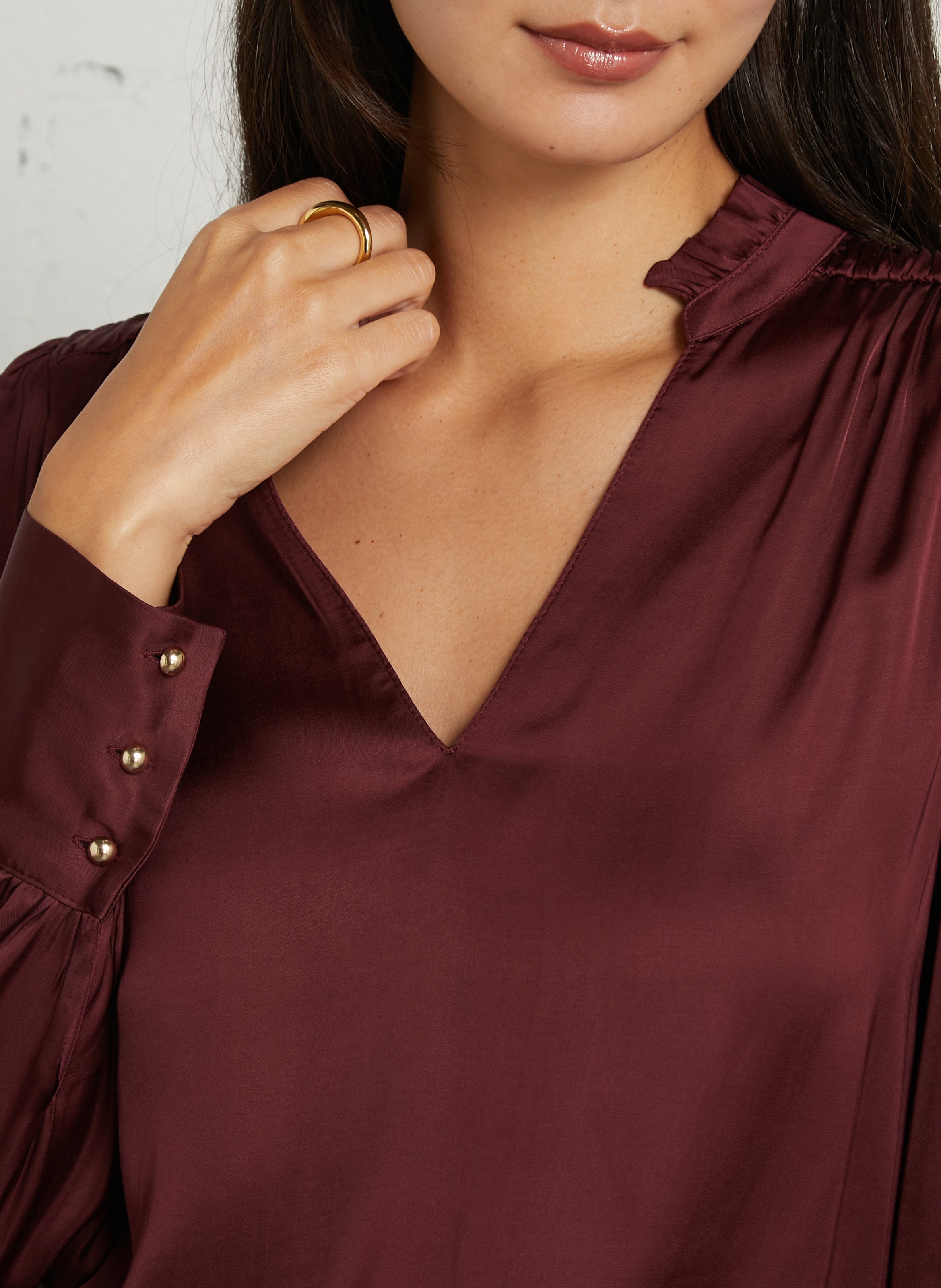 Blouse droit col V effet satiné MAISON 123 Rouge