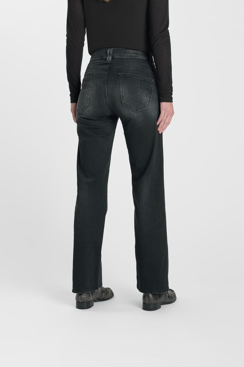 High-waisted loose-fit zip jeans LE TEMPS DES CERISES Black