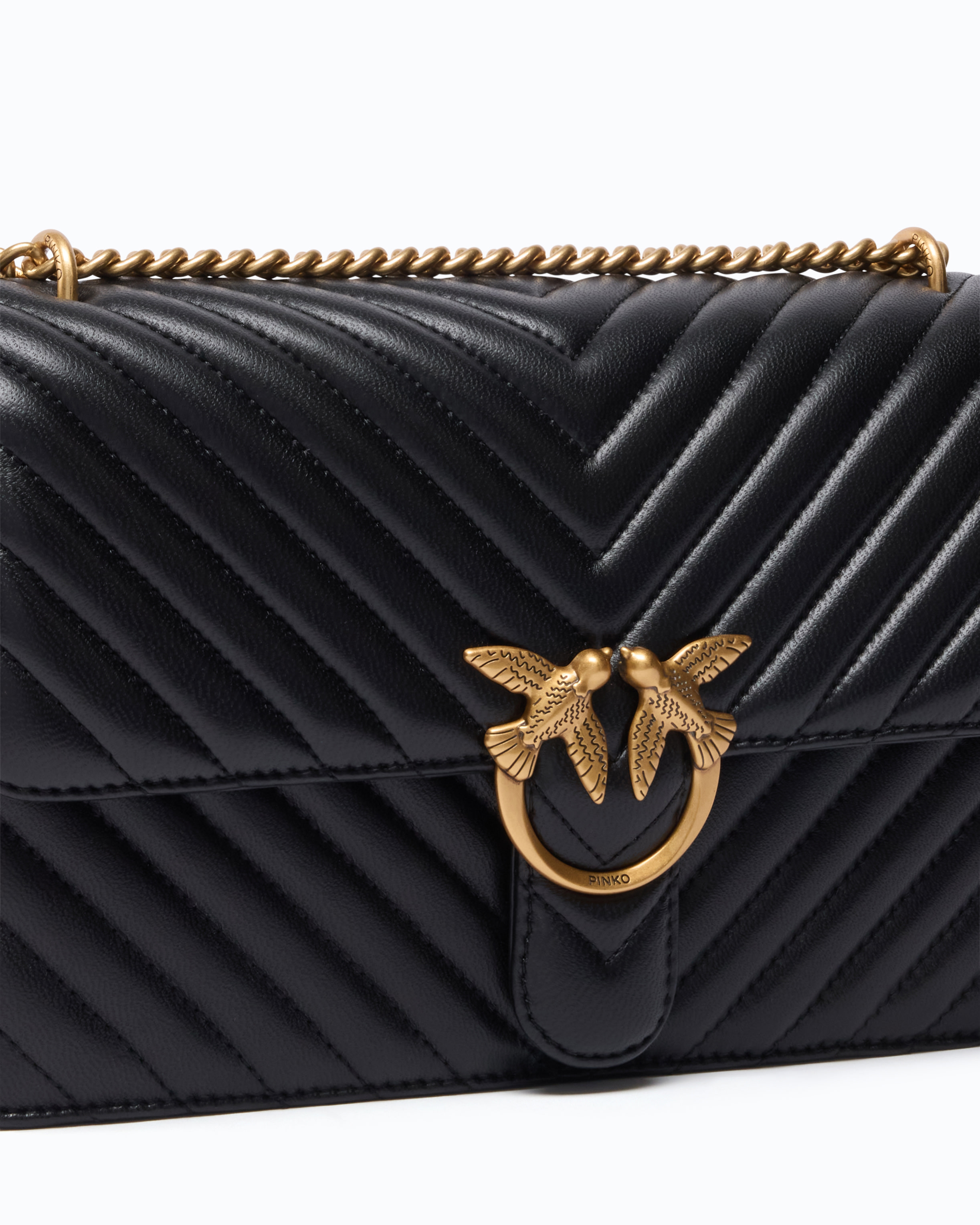 Sac moyen à bandoulière love bag one chevron new buckle PINKO Noir