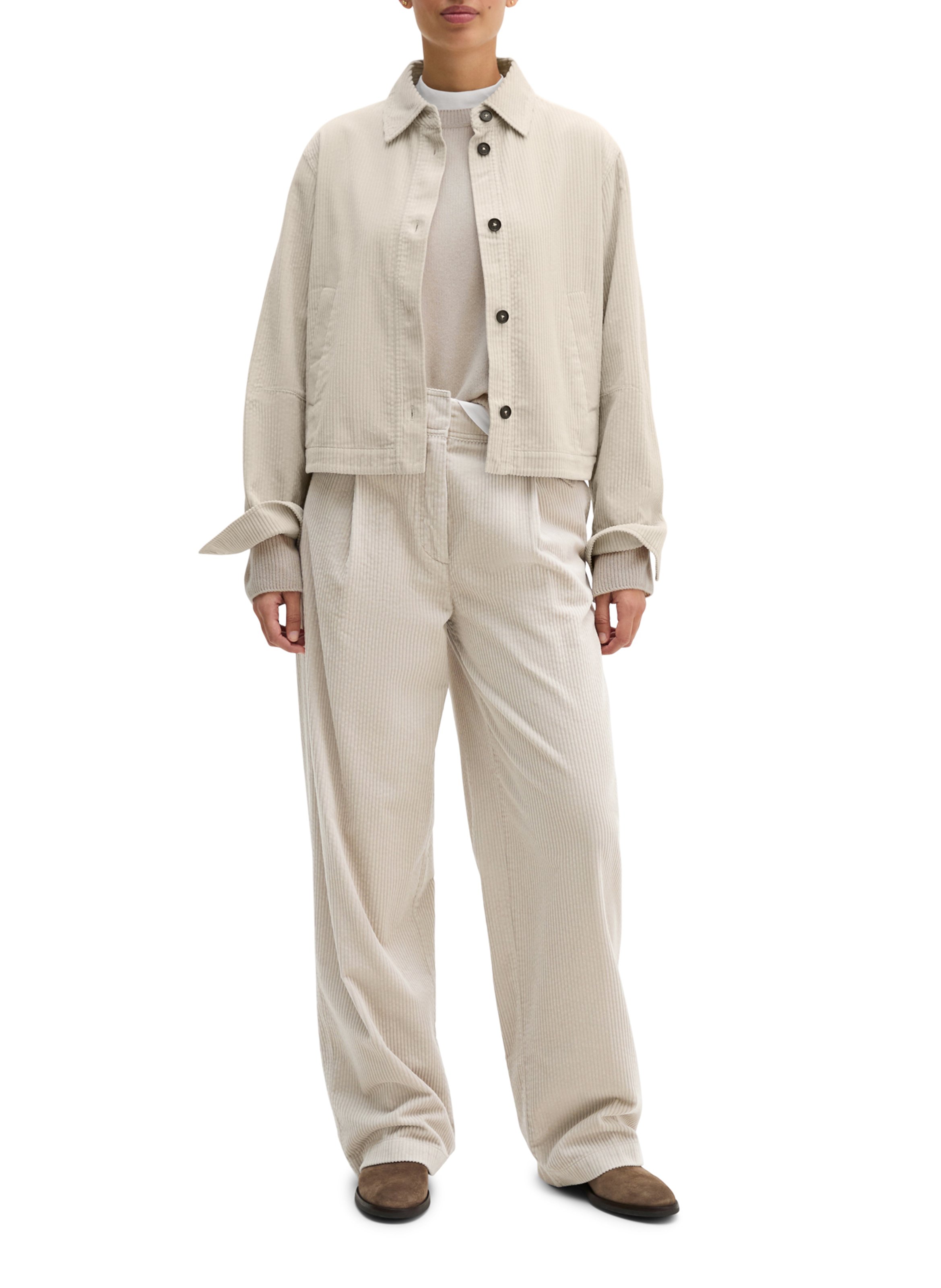 Veste droite côtelée en coton MARC O'POLO Beige