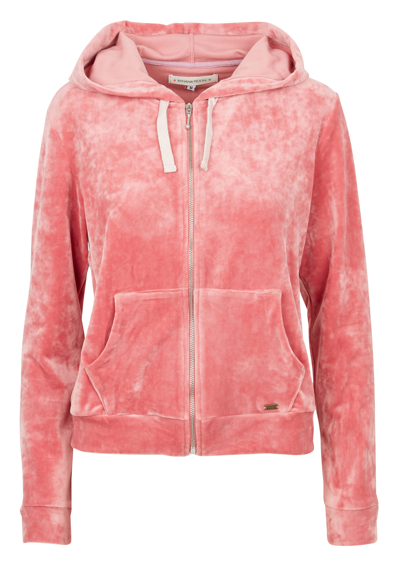 Gilet à capuche droit en velours BANANA MOON Rose