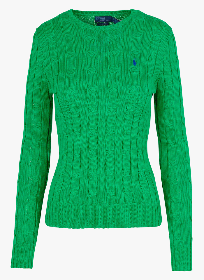 Round-neck Embroidered Cotton Sweater Preppy Green Polo Ralph