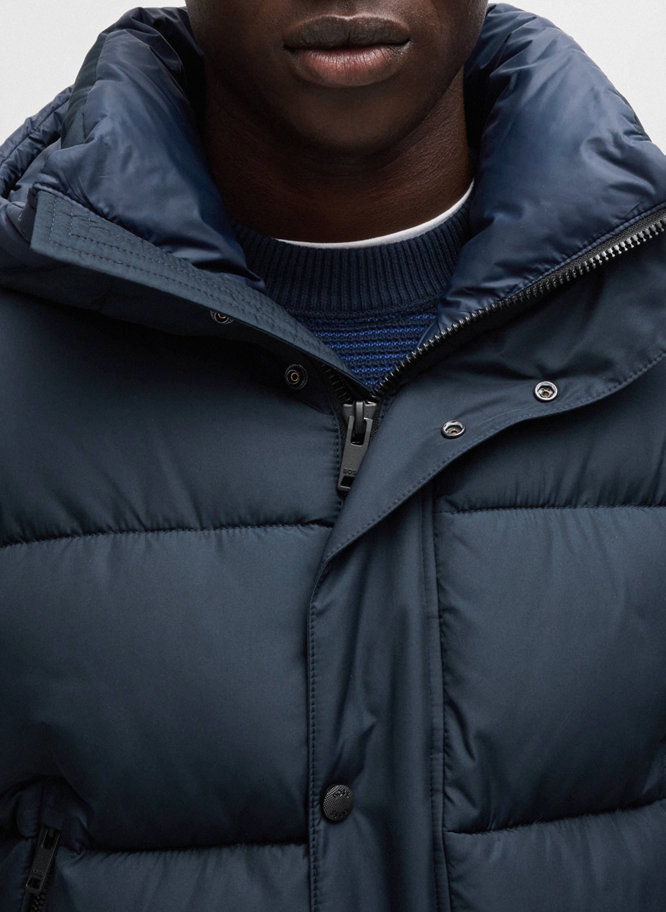 Quilted hooded straight fit puffer jacket BOSS Blue