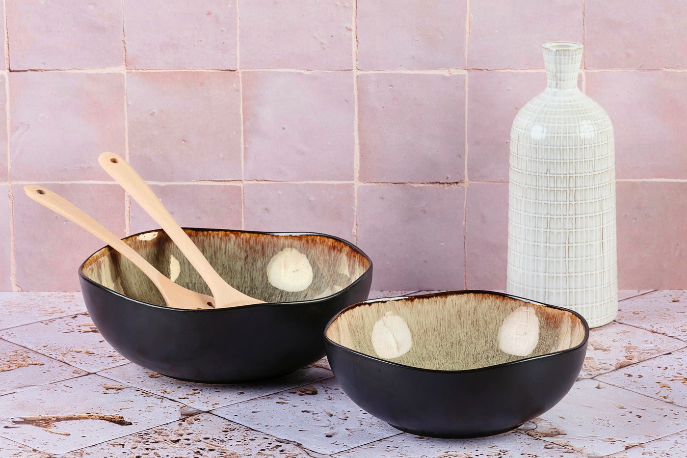 Iris salad bowl - 2 pieces BJORN Brown