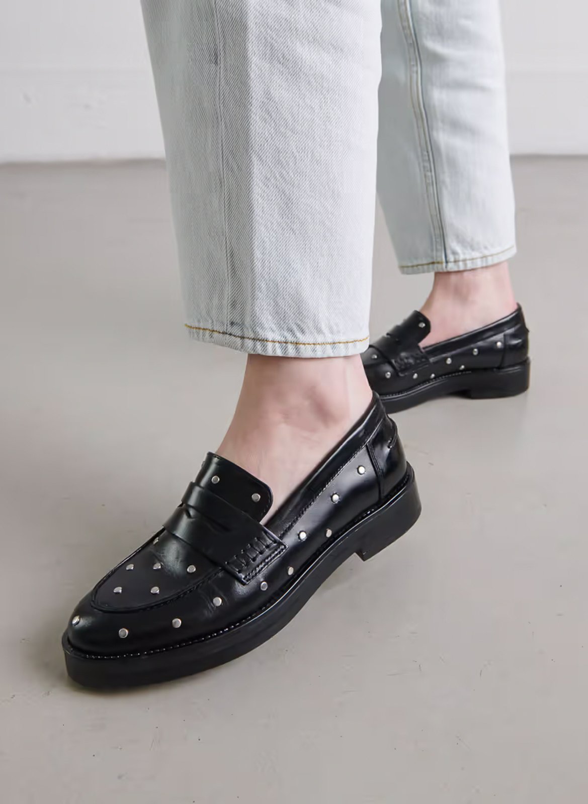 Studded leather loafers JONAK Black