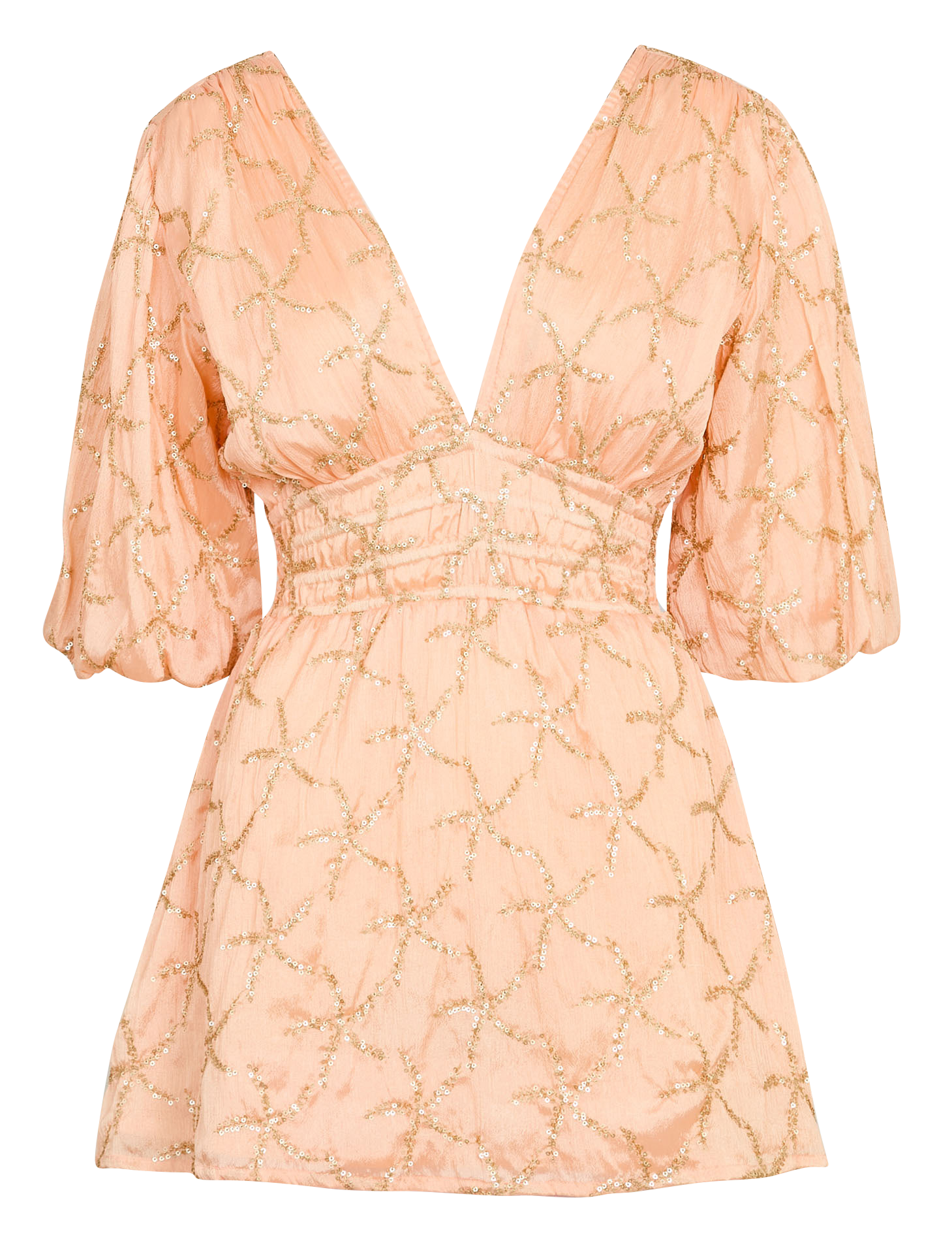 Fitted short V-neck dress Orange