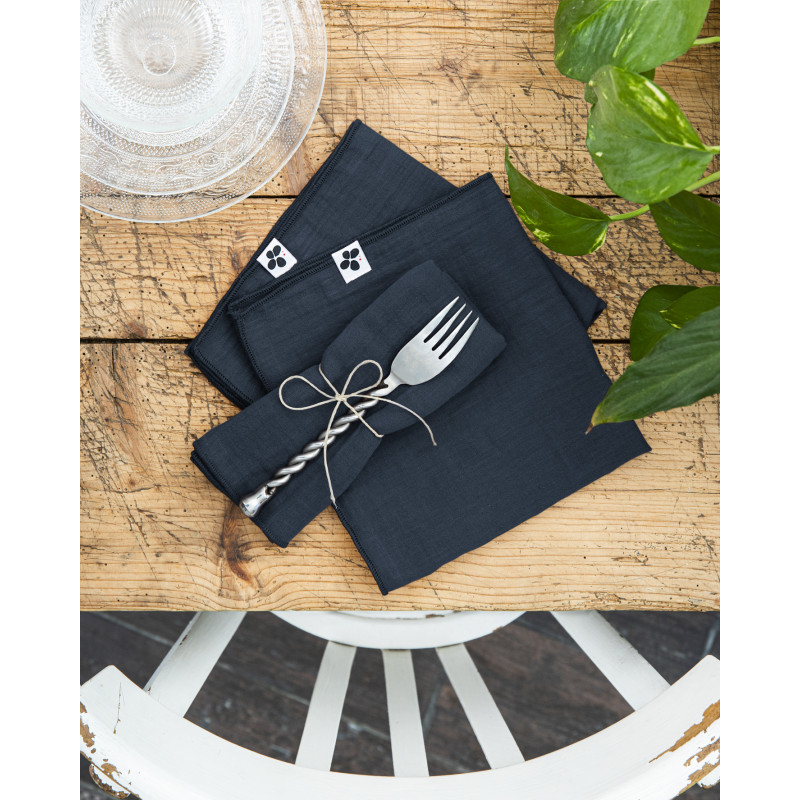 Set of 2 cotton muslin hand towels  Minuit