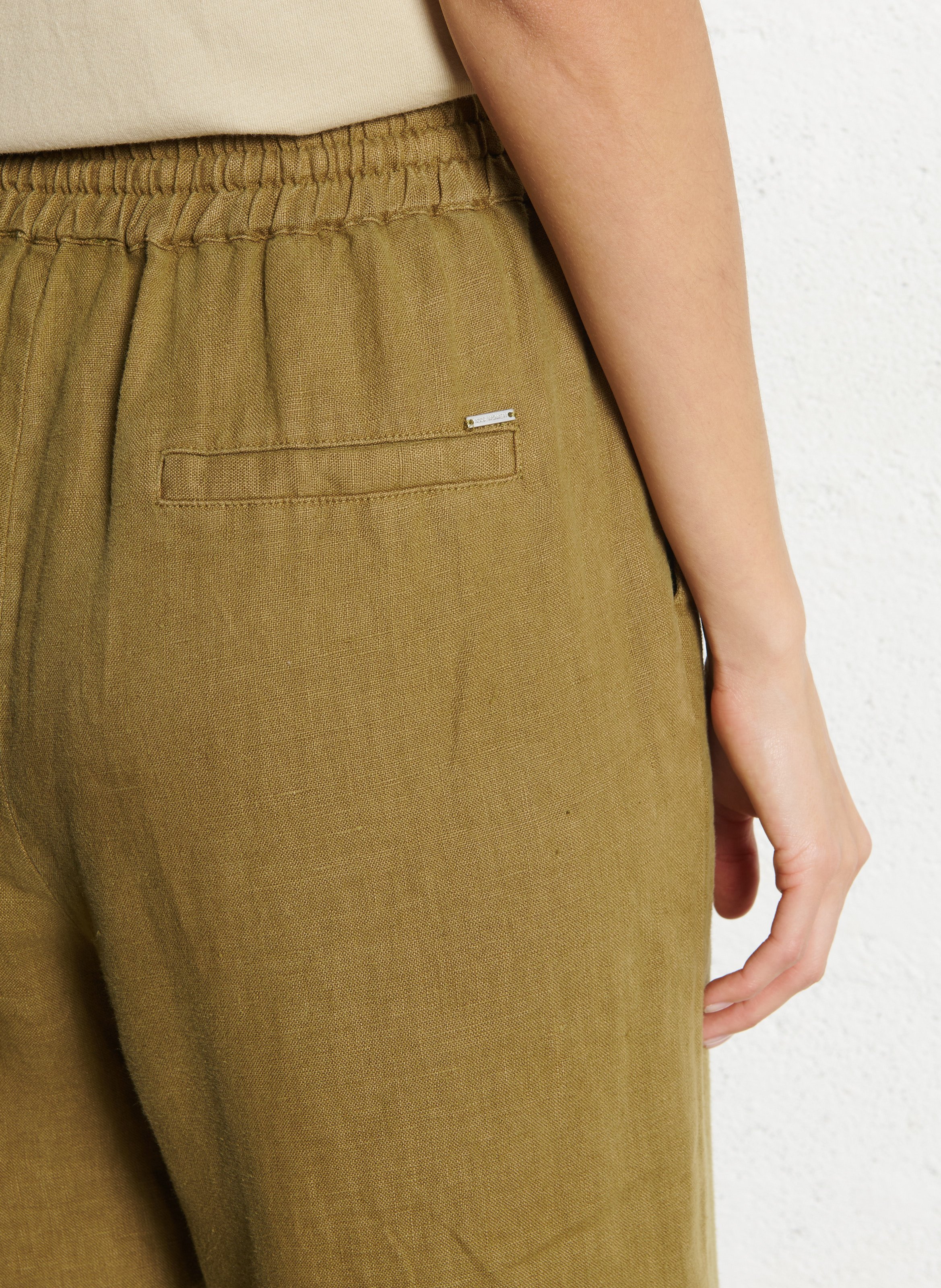 Pantalon large en lin IKKS Kaki