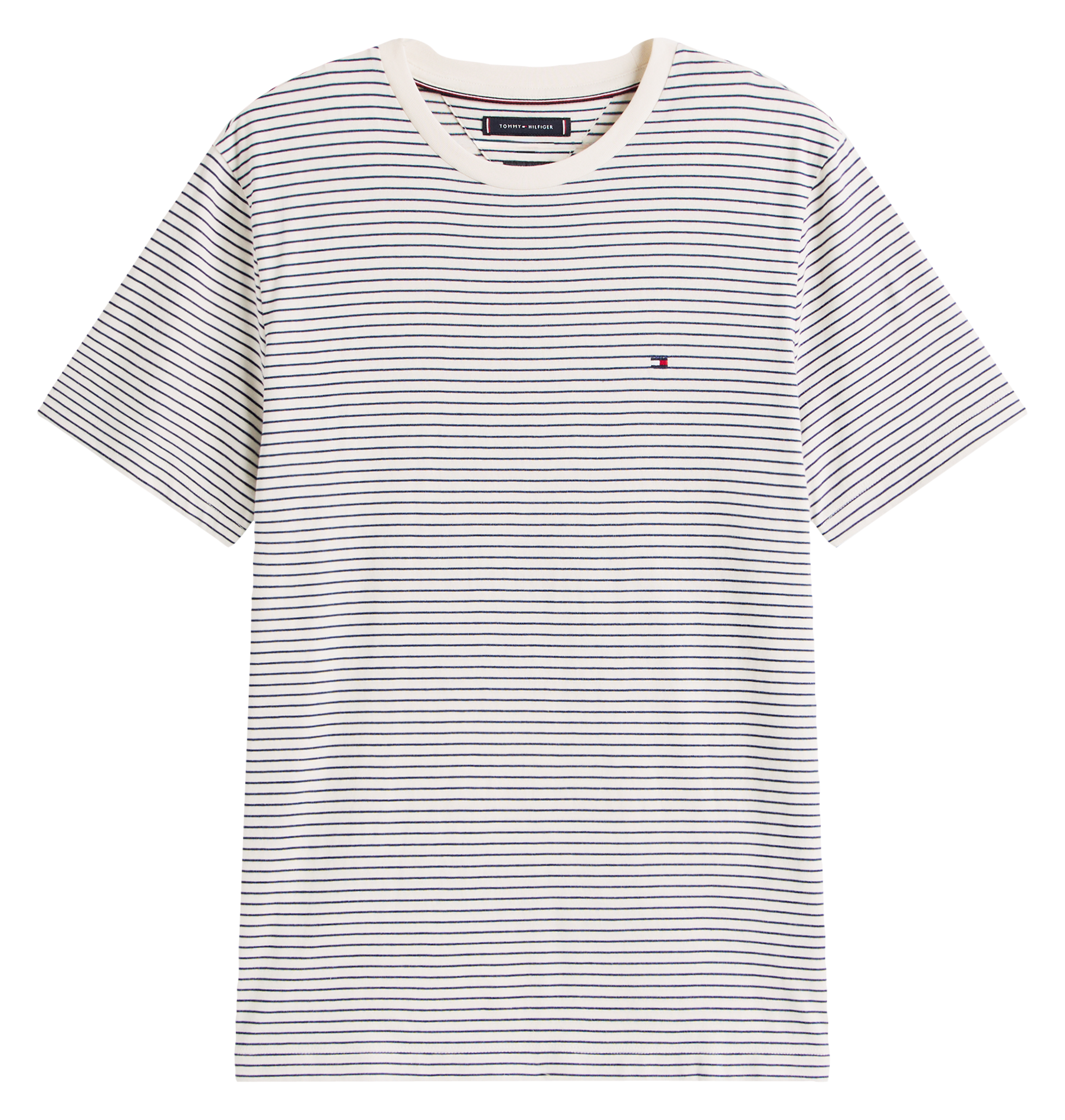 Round-neck cotton T-shirt  Ivory petal-preppy navy