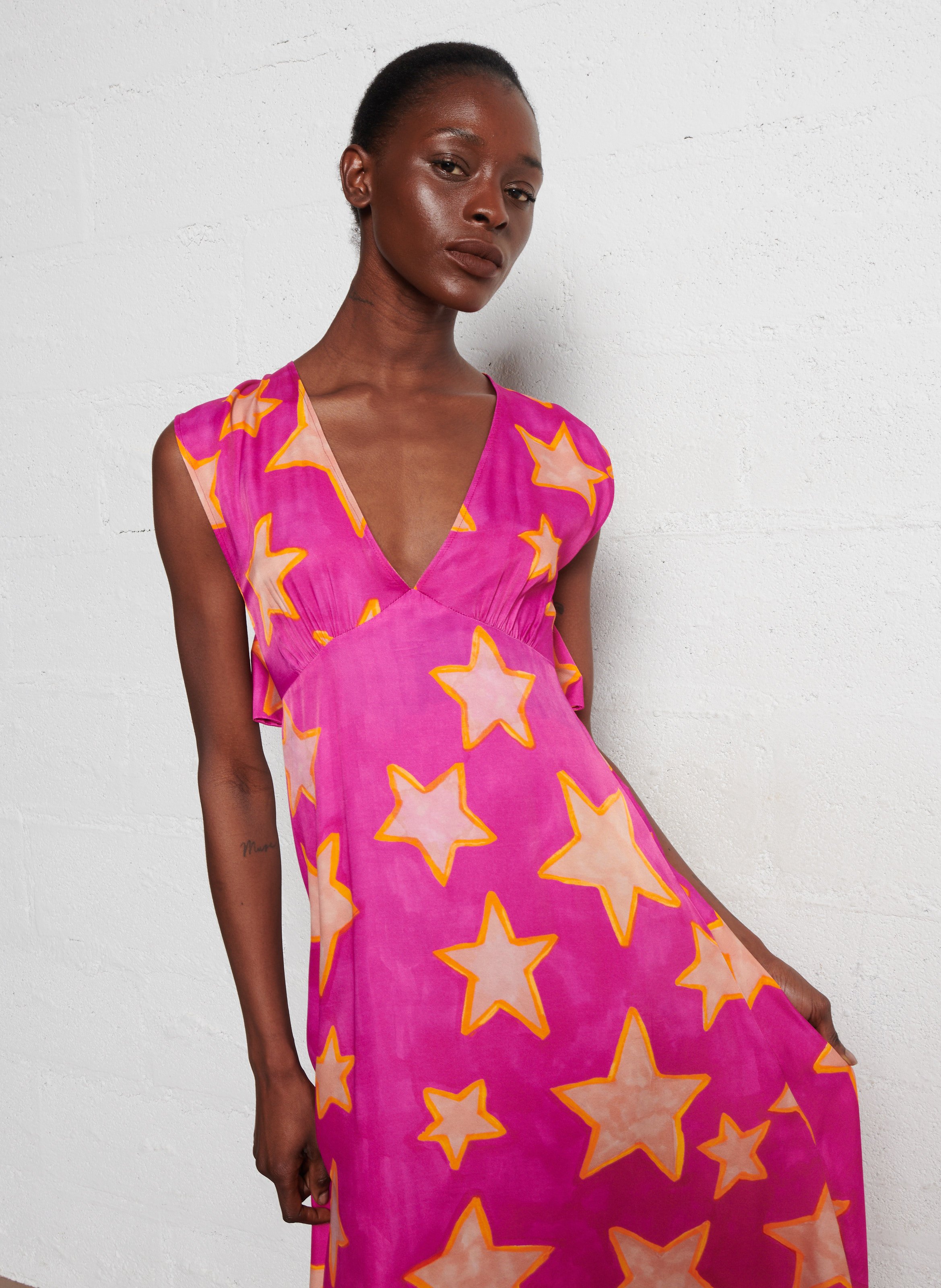 Straight V-neck dress ELISE CHALMIN Pink