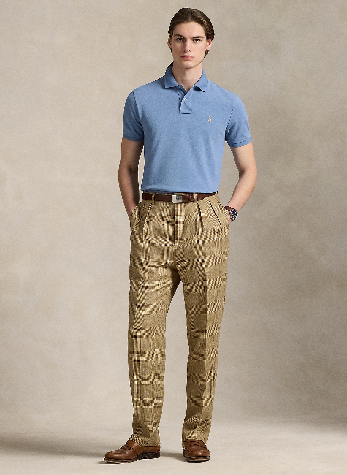 Polo custom-fit en coton piqué POLO RALPH LAUREN Bleu