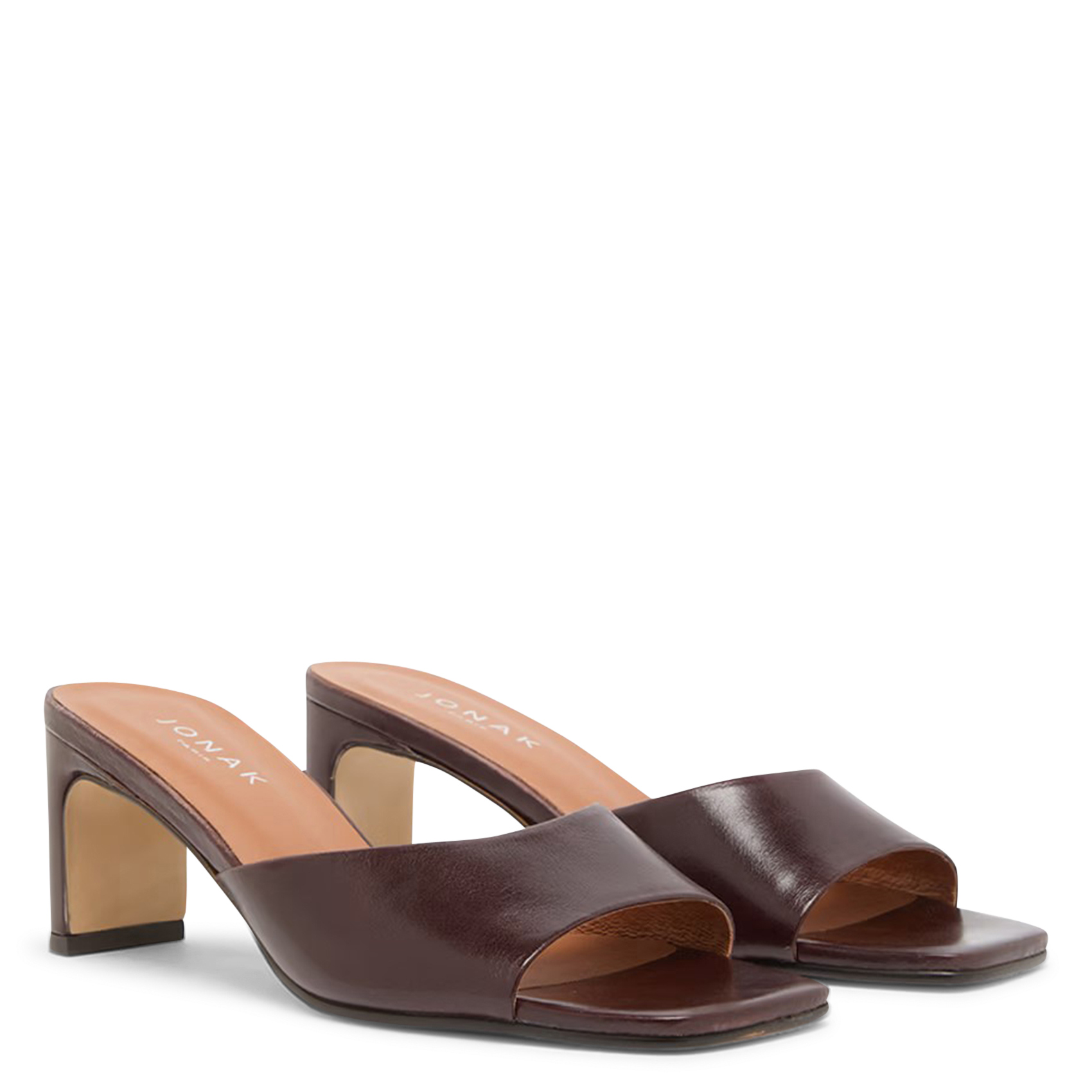 Mules à talon en cuir JONAK Marron