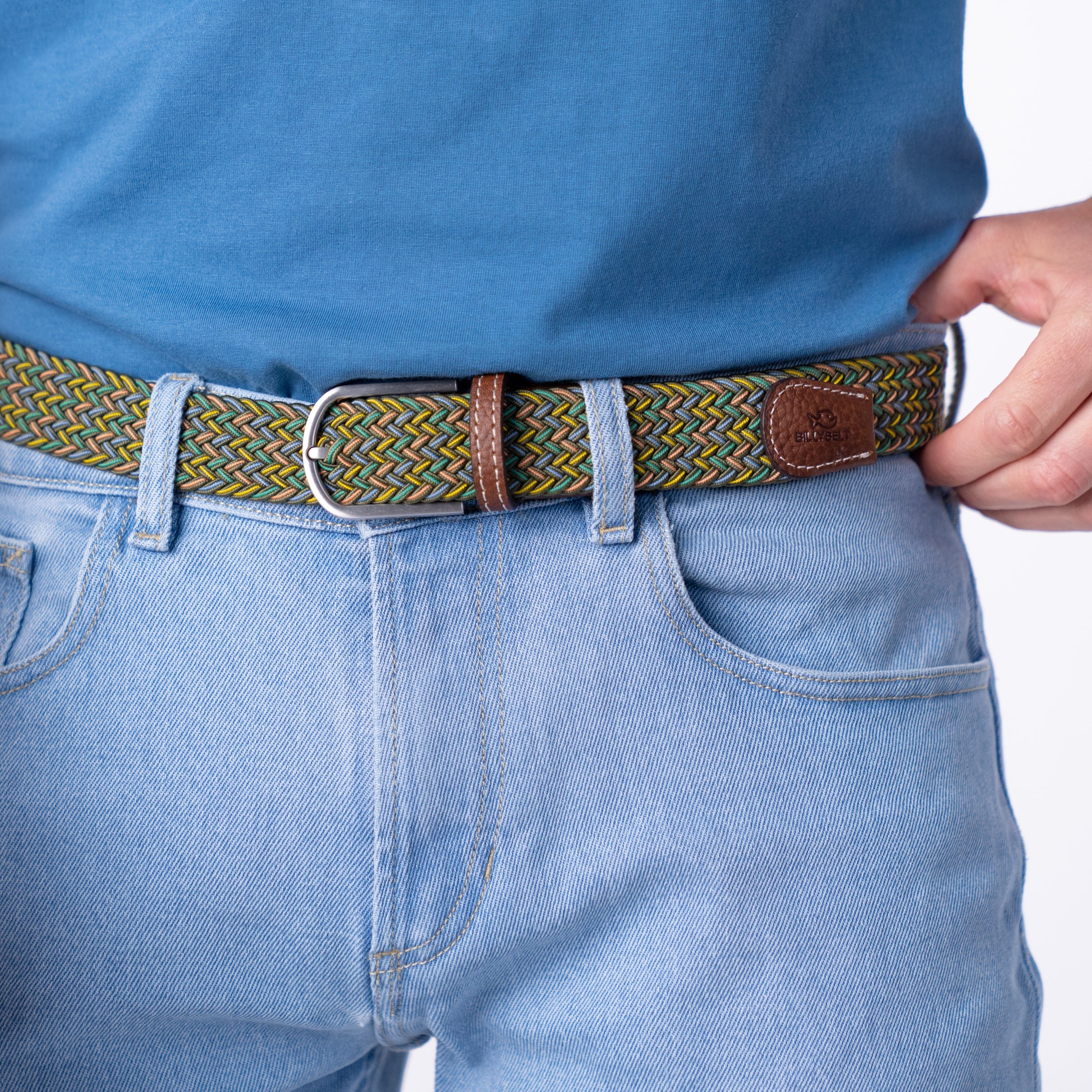 Multicolored braided elastic belt BILLYBELT Multicolored